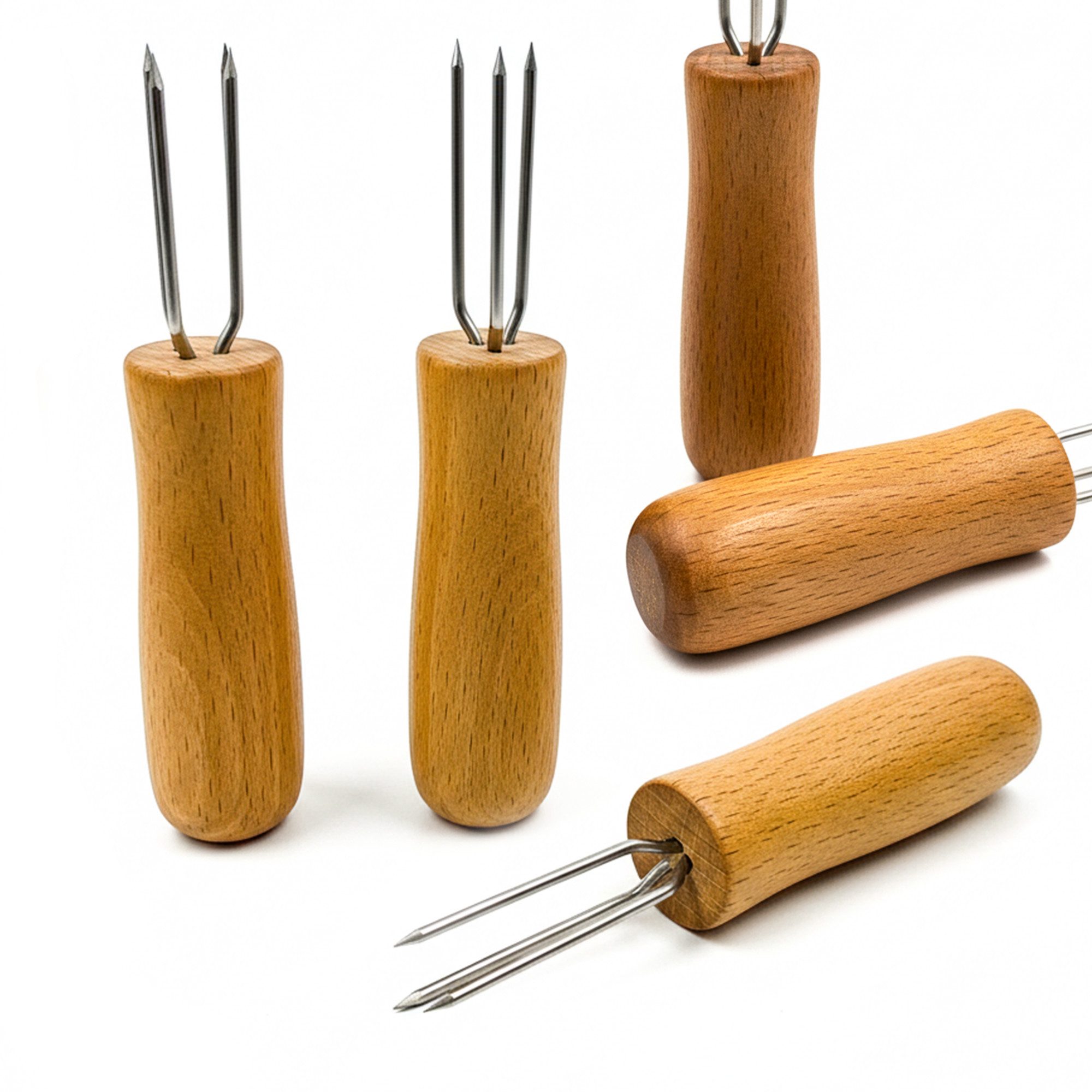 varivendo Pellkartoffelgabel 4 Pellkartoffelgabeln Buche + Edelstahl