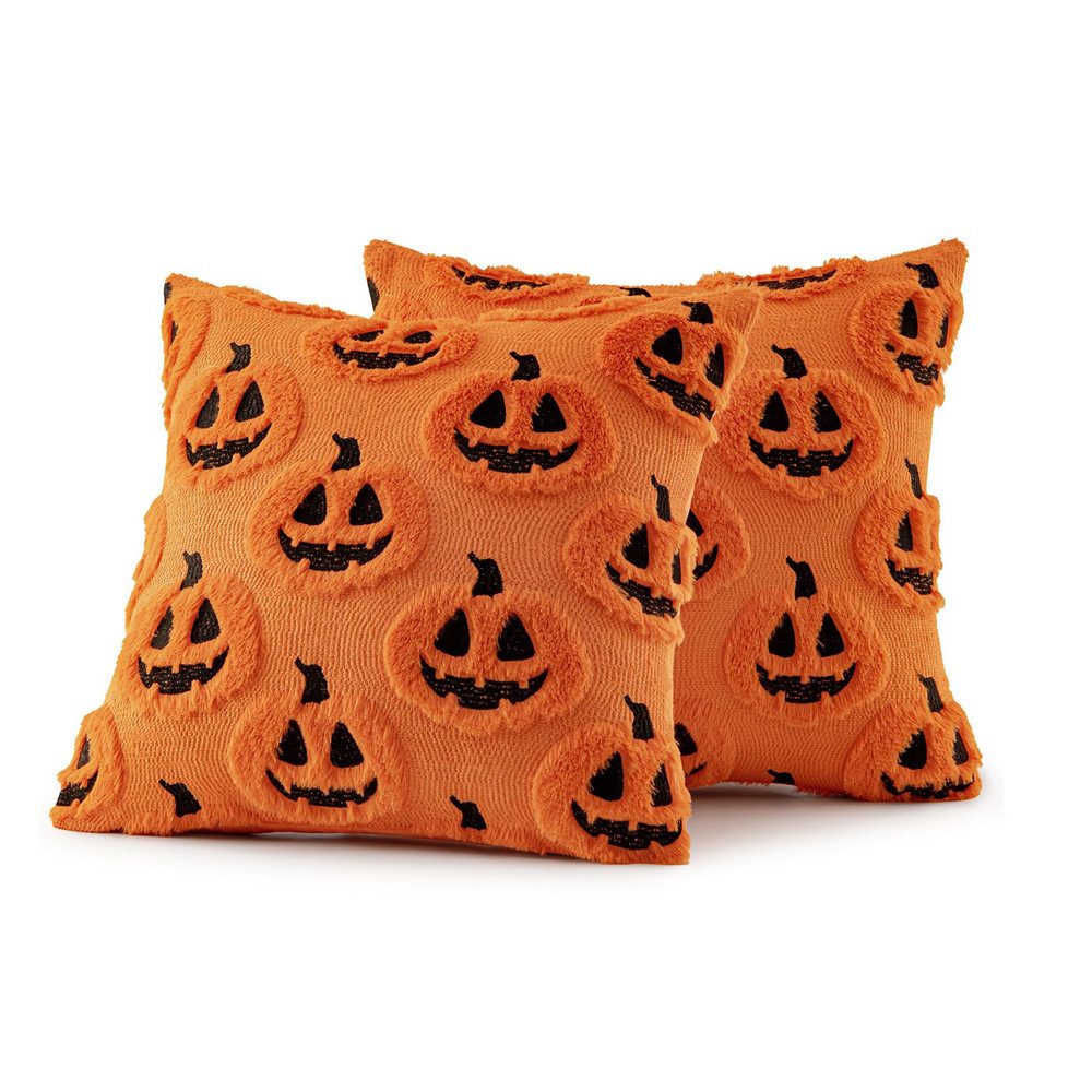 Sorvyzxn Kissenbezug Halloween Kissenbezug mit Kürbismuster 45x45cm Dekorative, (2 Stück), Kissenbezüge Kissenhülle für Thanksgiving, Herbst und Halloween