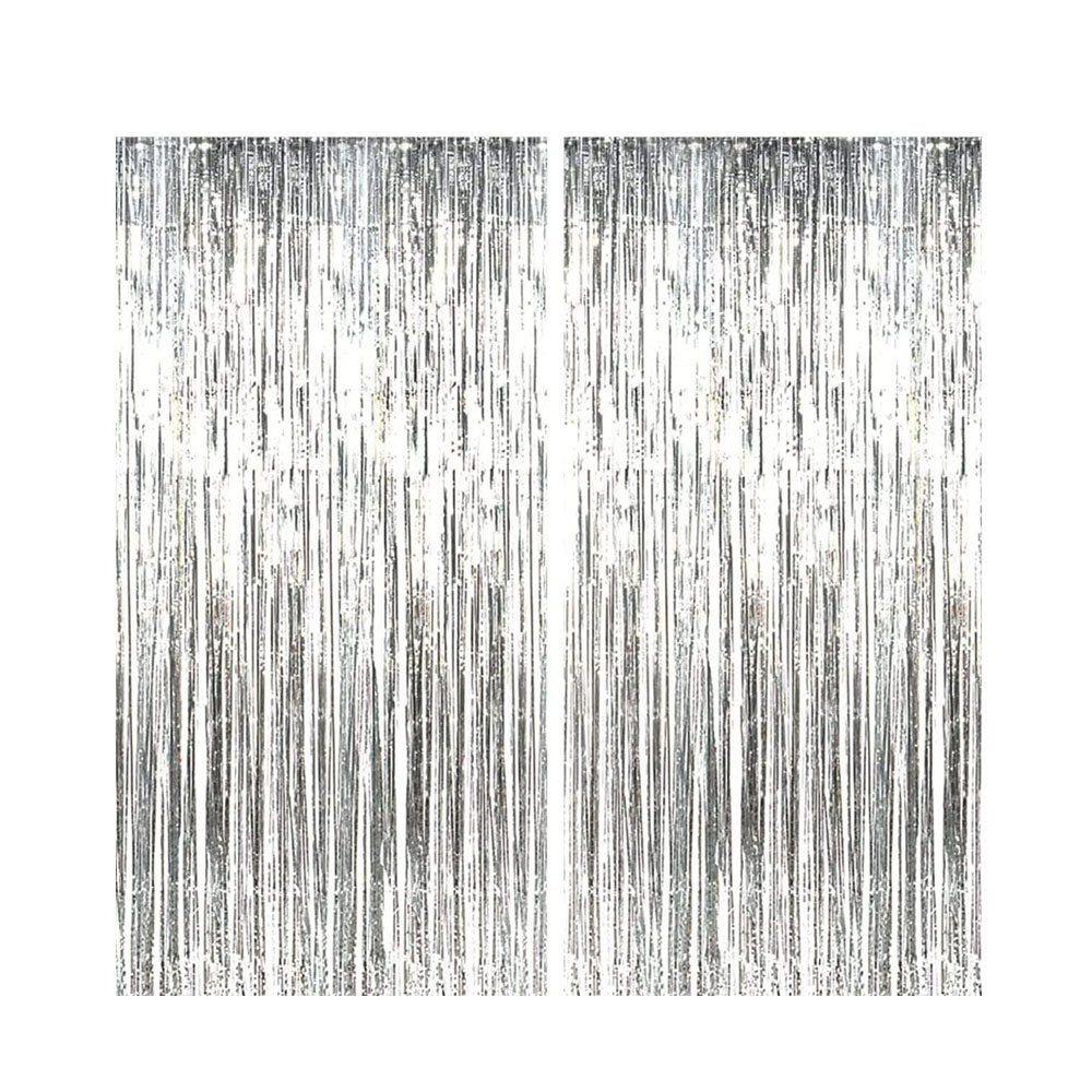CTGtree Luftschlange Metallic Tinsel Vorhange Hintergrund Fringe Glitzervorhänge 10stk Silberregen