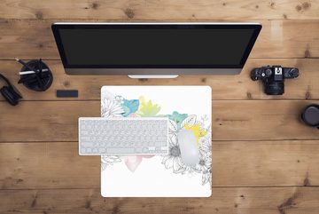 MuchoWow Gaming Mauspad Illustration eines Blumenmusters mit Farbe (1-St), Mousepad mit Rutschfester Unterseite, Gaming, 40x40 cm, XXL, Großes