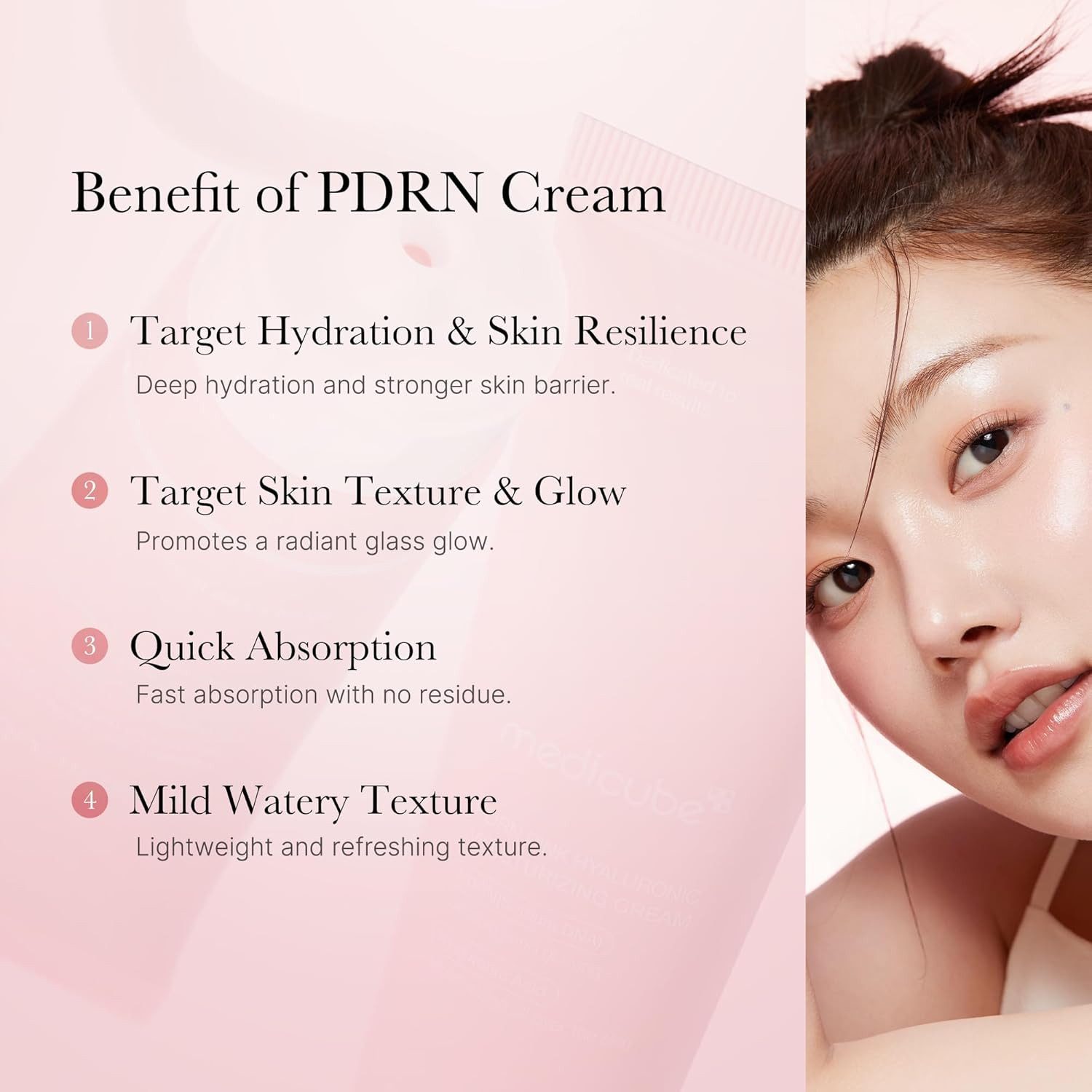 Medicube Tagescreme PDRN Pink Hyaluronic Moisturizing Cream 50ml – Koreanische Feuchtigkeitscreme mit Salmon DNA, 10-fach Hyaluronsäure, Niacinamid, Ceramiden & Peptiden – Hydration, Anti-Aging & Hautbarriere-Stärkung