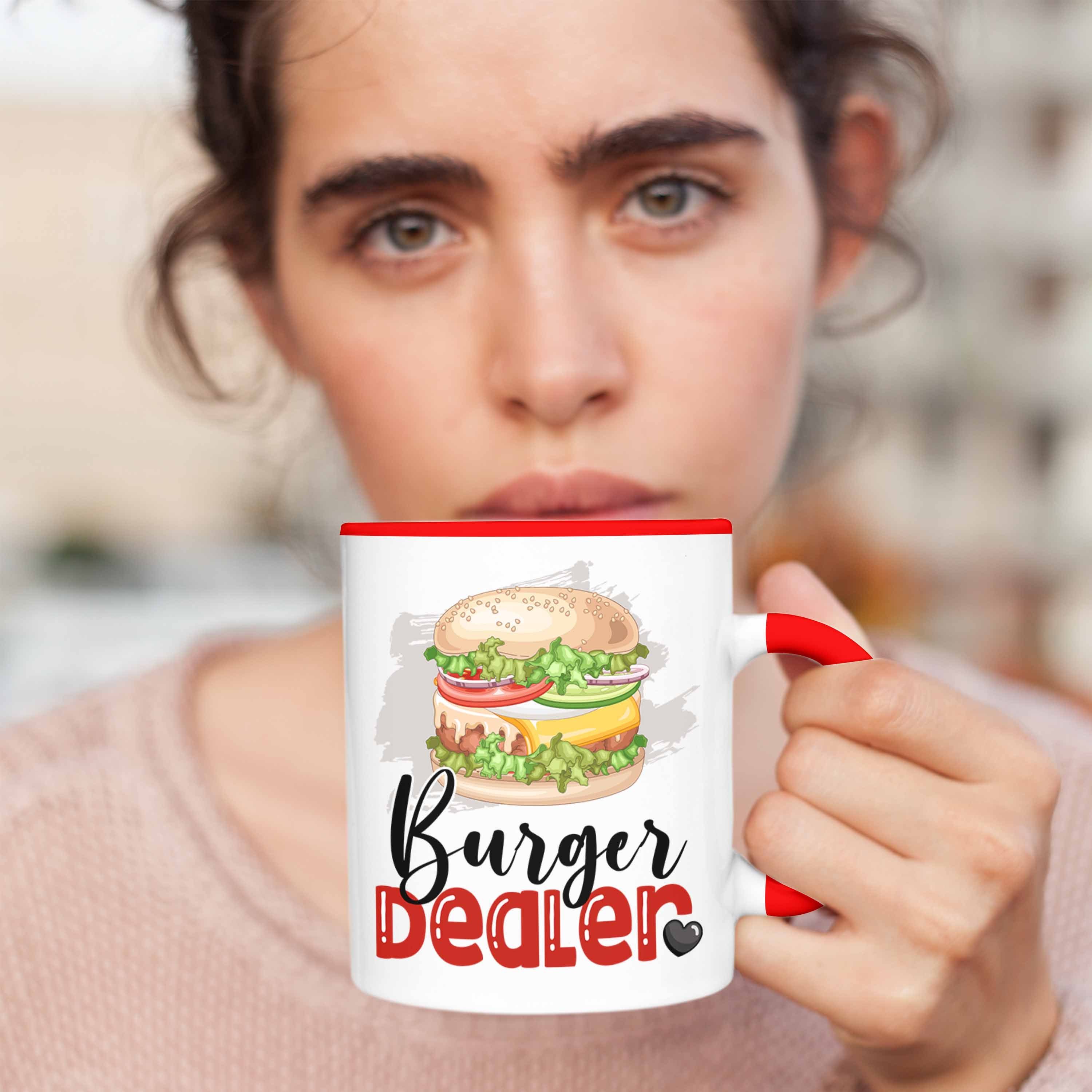 Trendation Tasse Burger Dealer Tasse für Besten Spr Geschenk Geburtstag Rot Burgerverkäufer