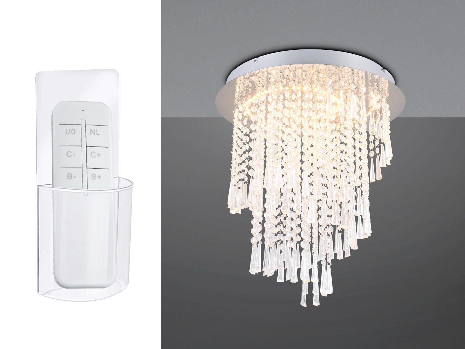 Reality Leuchten LED Deckenleuchte, Dimmfunktion, LED fest integriert, Tageslichtweiß, Neutralweiß, Warmweiß, ausgefallene Esstisch-lampe Kristall Lüster Galerie Treppenhaus Ø 45cm