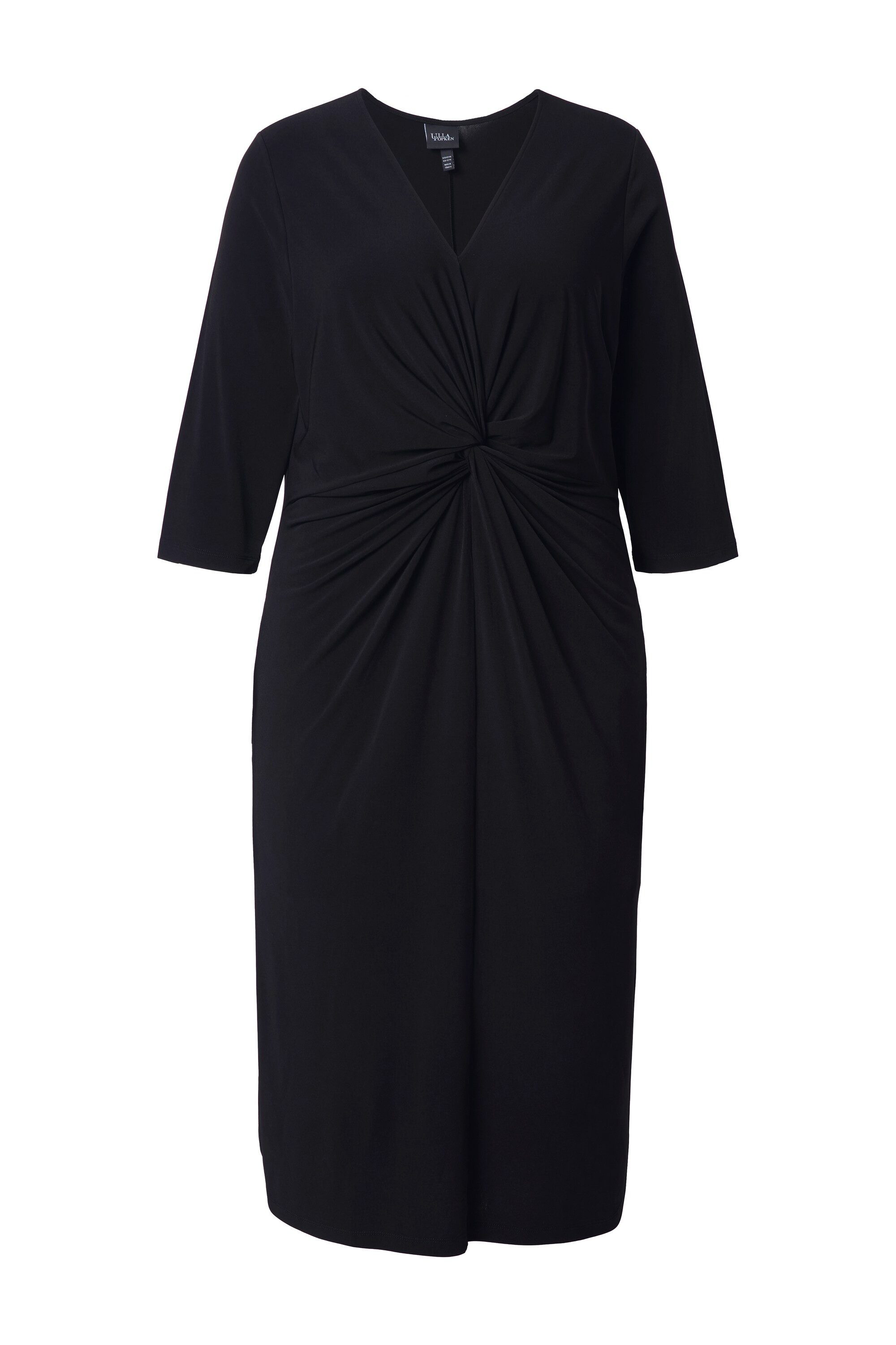 Ulla Popken Maxikleid Midikleid A-Linie V-Ausschnitt 3/4-Arm Taschen günstig online kaufen