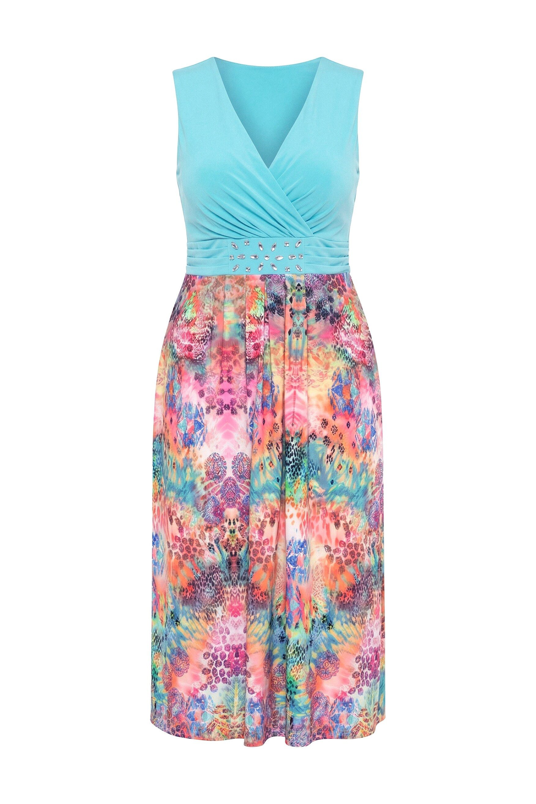 MIAMODA Midikleid Jerseykleid ärmellose A-Linie Rock mit Druck