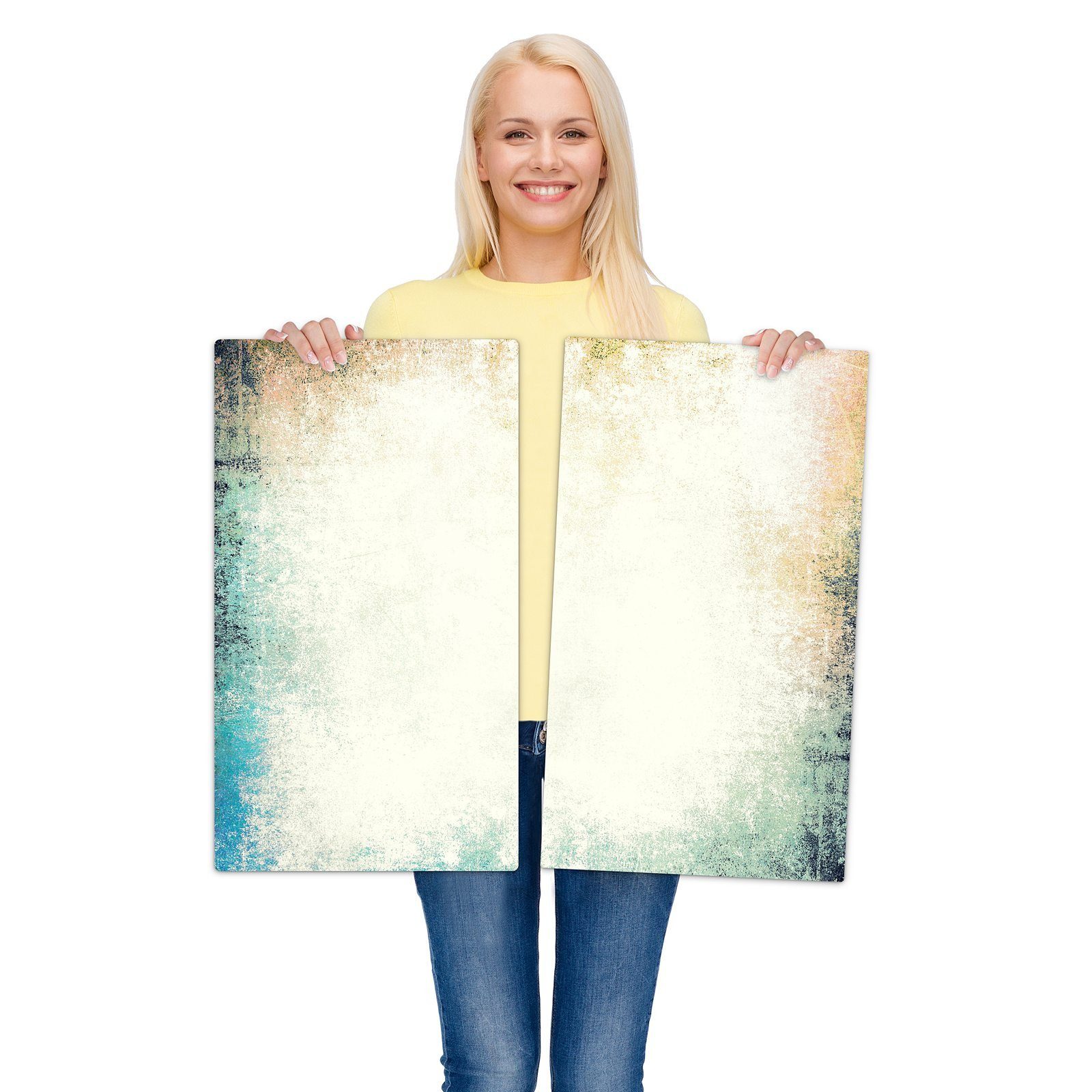 Primedeco Herd-Abdeckplatte Herdabdeckplatte Spritzschutz aus Glas Grunge Wand, Glas, (2 tlg)