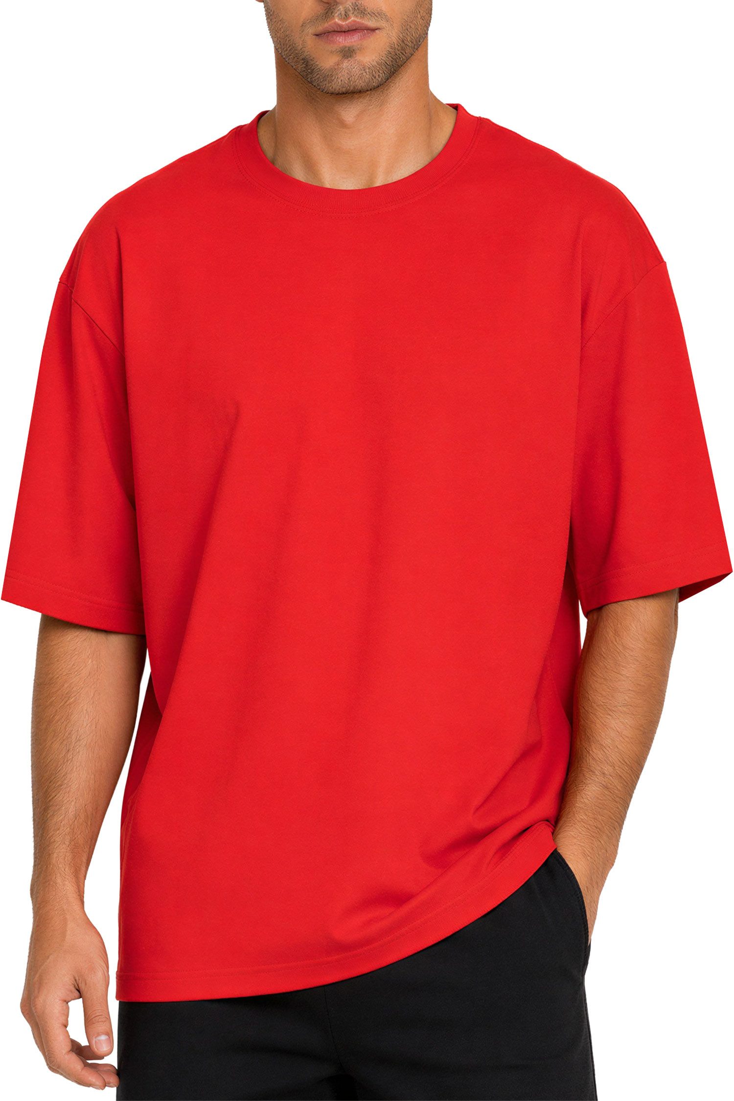 Reichstadt T-Shirt Herren Regular Fit Kurzarmshirt Shoulder Drop 25RS071 in kräftigen Farben