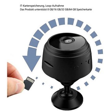 Gontence Wireless Home Security Kamera Backup Auto Kamer Rückansicht Bildschir Indoor Kamera (Überwachungssystem Mini WiFi HD 1080p Wireless IP Kamera(Schwarz)