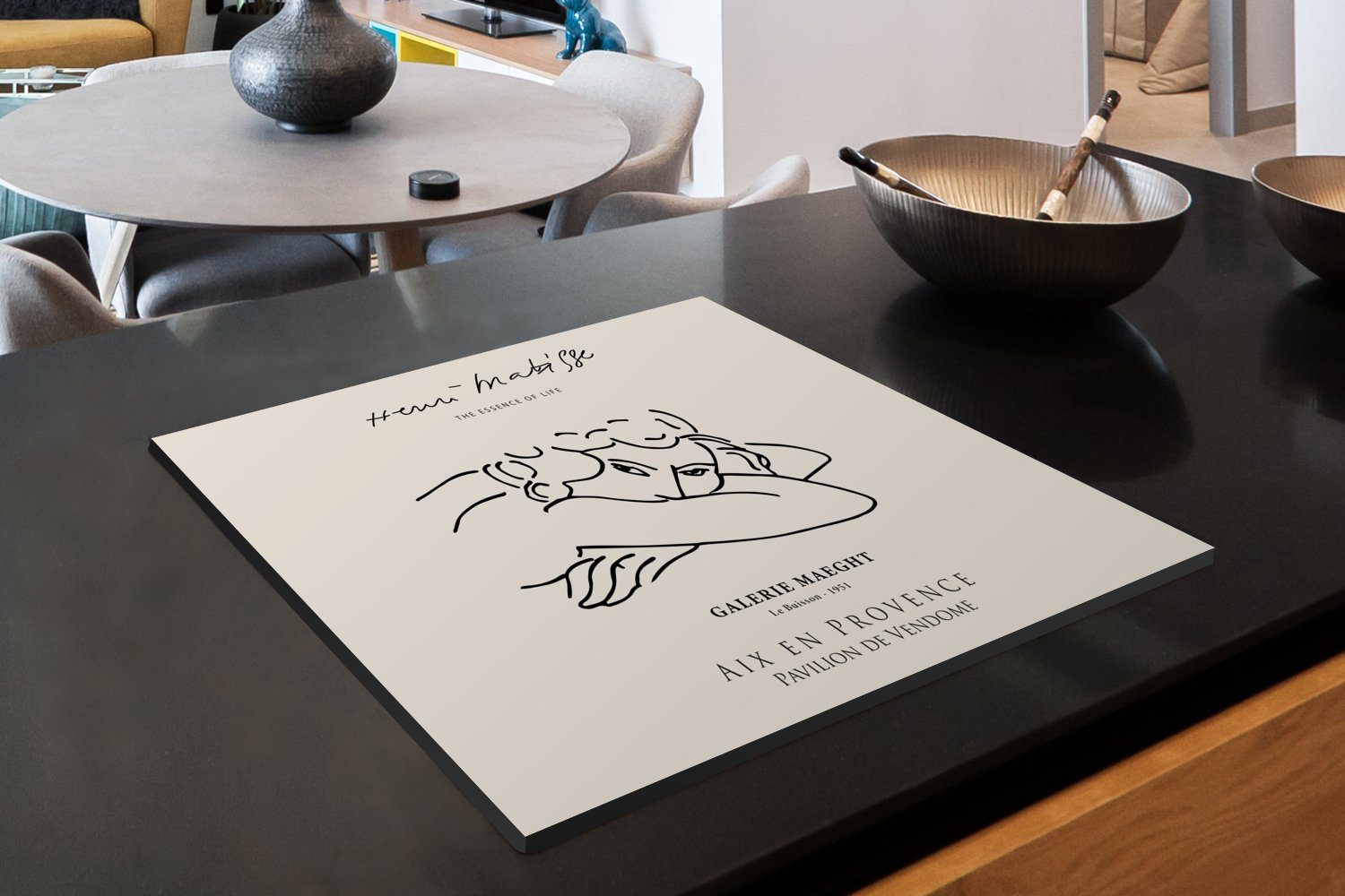 Strichzeichnung, Vinyl, - MuchoWow Matisse - nutzbar, Arbeitsfläche tlg), Frau Mobile Herdblende-/Abdeckplatte Ceranfeldabdeckung cm, (1 Porträt - 60x52