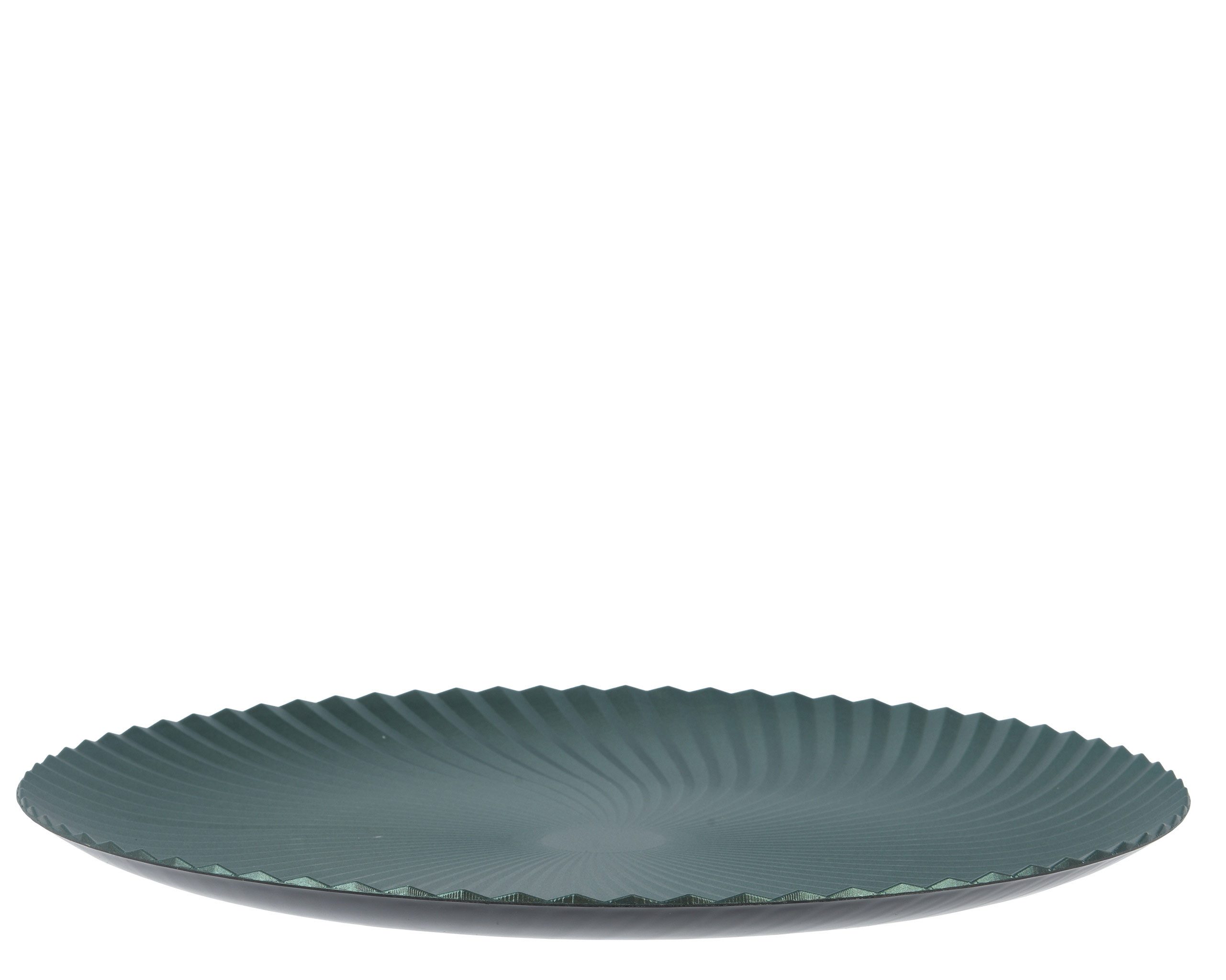 Kaemingk Dekoteller, Dekoteller 33cm Kunststoff Spiralmuster Piniengrün