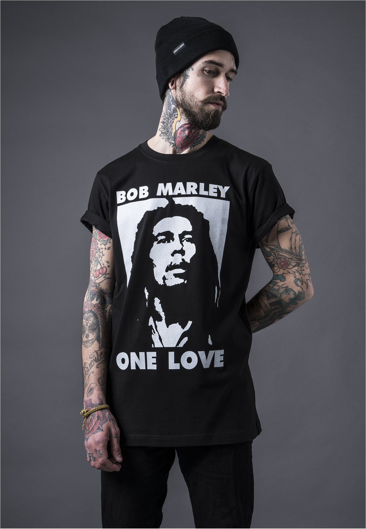 MisterTee T-Shirt Herren Bob one Love Tee (1-tlg) MT356 black Bob one Love