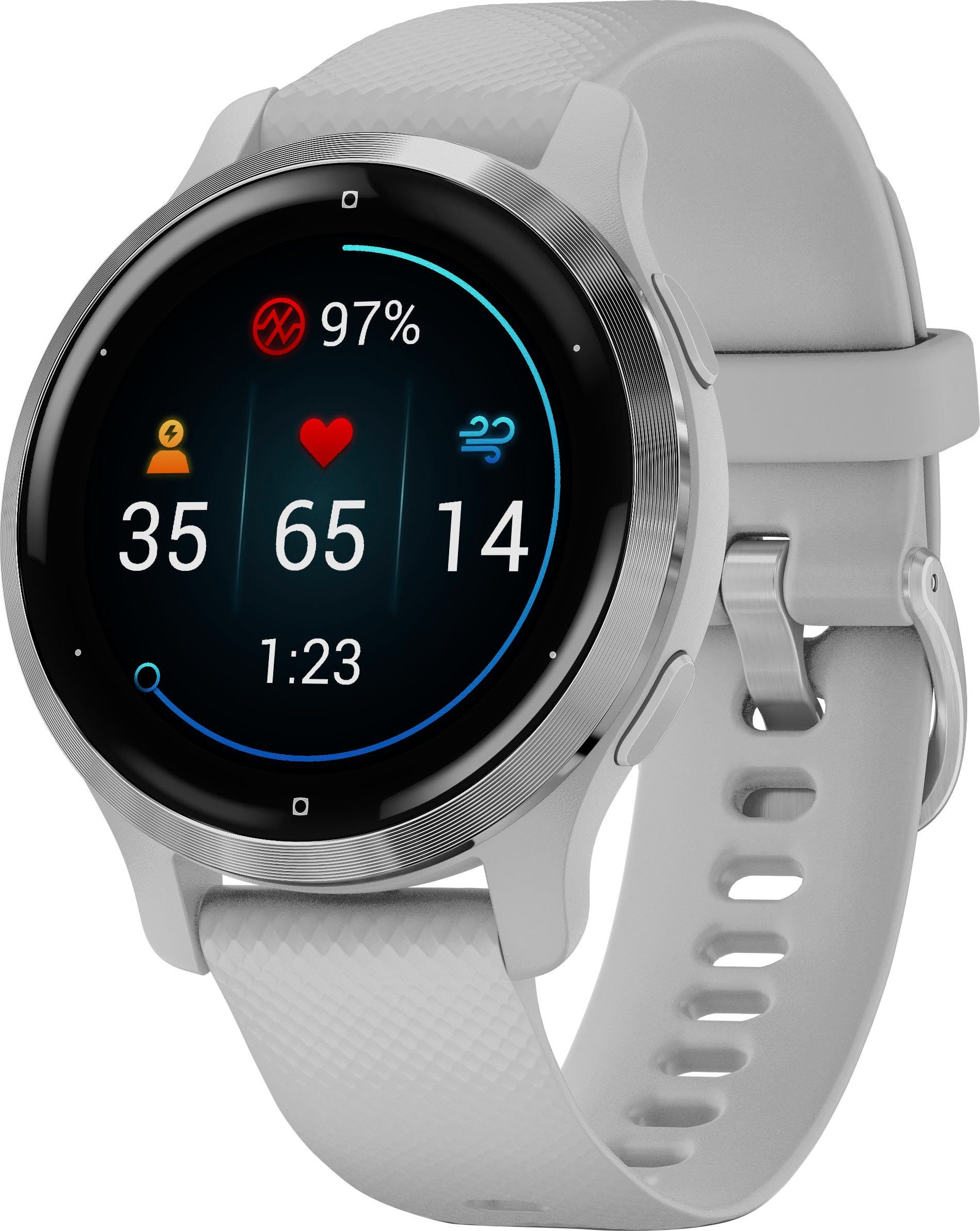 Sport-Apps hellgrau hellgrau Venu 25 (2,8 cm/1,1 | Garmin Zoll), Smartwatch vorinstallierten 2S