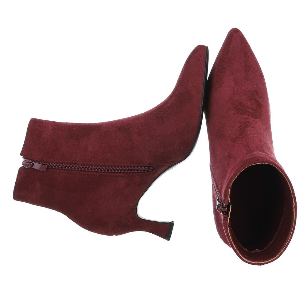 Ital-Design Elegante kniehohe Stiefel für Damen mit niedrigem Absatz Stiefelette (90109862) Pfennig-/Stilettoabsatz Stiefeletten in Weinrot