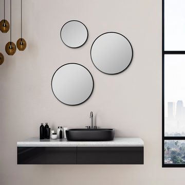Talos Badspiegel Picasso schwarz Ø 40 cm, hochwertiger Aluminiumrahmen