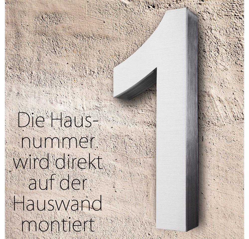 Thumbnail - V2Aox Hausnummer Edelstahl Hausnummer 20 cm Hausnummernschild Hausnummer 1 Schild 3D