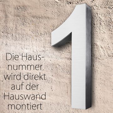 V2Aox Hausnummer Edelstahl Hausnummer 20 cm Hausnummernschild Hausnummer 1 Schild 3D