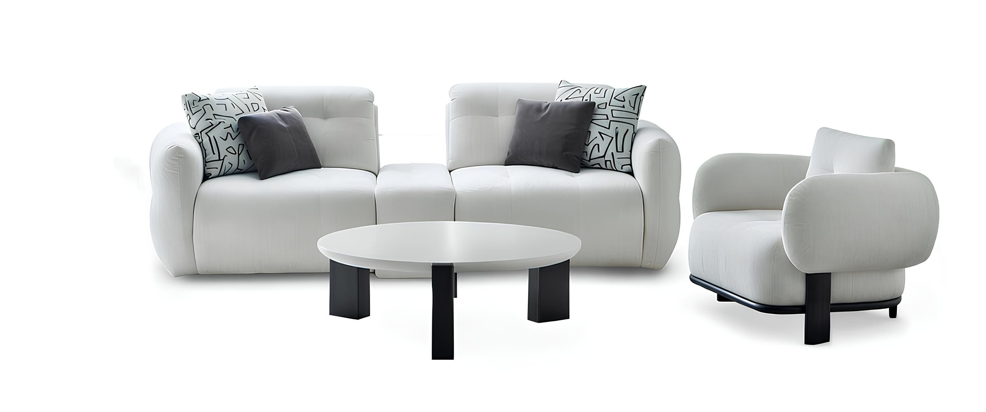 Xlmoebel Polstergarnitur Braunes 3-Sitzer Sofa mit 2 Bücherregalen und 3 Couchtischen, (6-tlg), Made in Europa