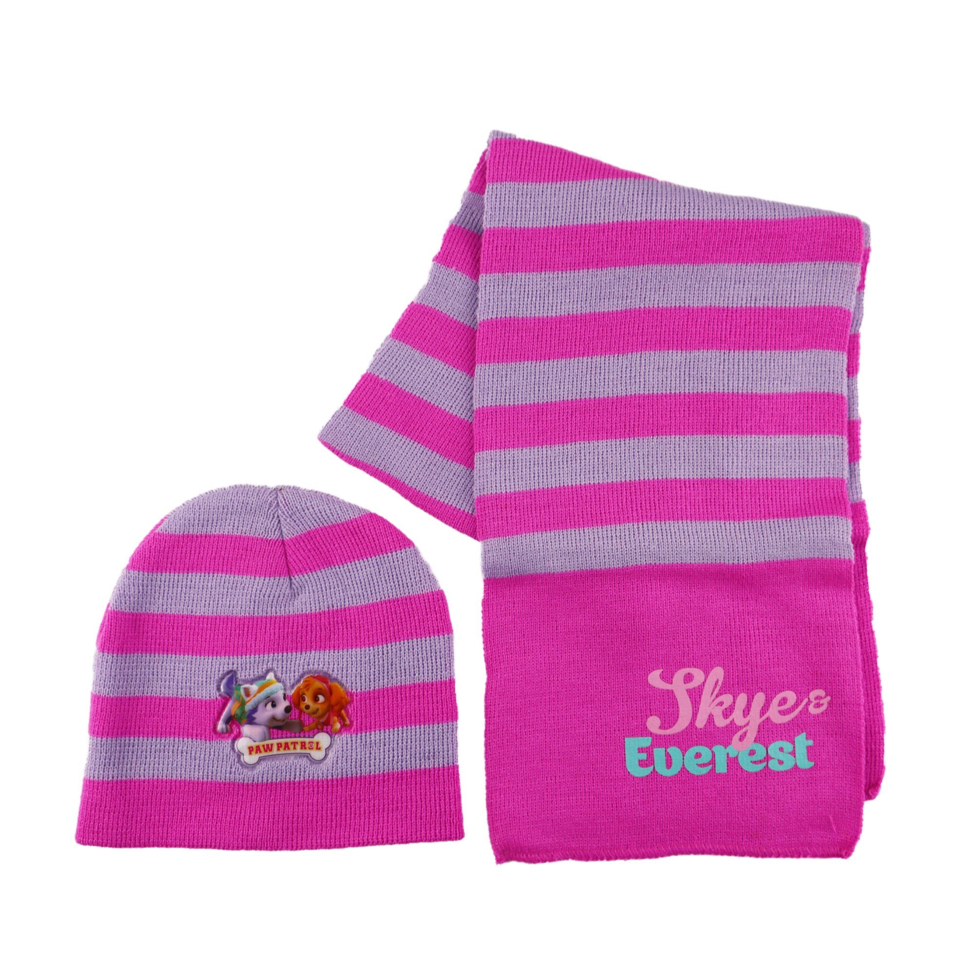 PAW PATROL Modeschal Paw Patrol Mädchen Winter Set Mütze plus Schal, Gr. 48 bis 51 Rosa