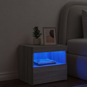 vidaXL Nachttisch Nachttisch mit LED-Leuchten Grau Sonoma 50x40x45 cm
