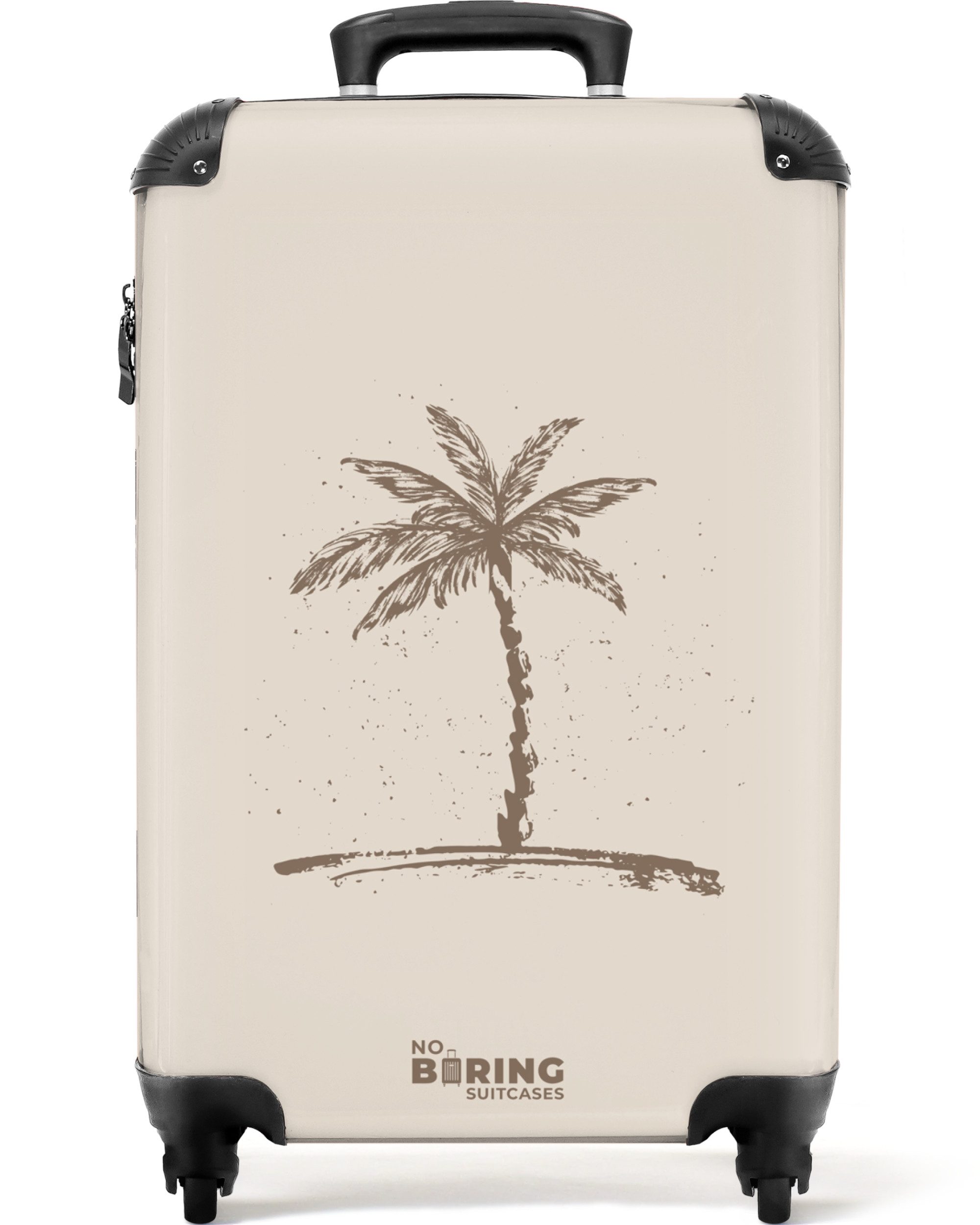 NoBoringSuitcases.com© Hartschalen-Trolley Beige mit brauner Palme günstig online kaufen