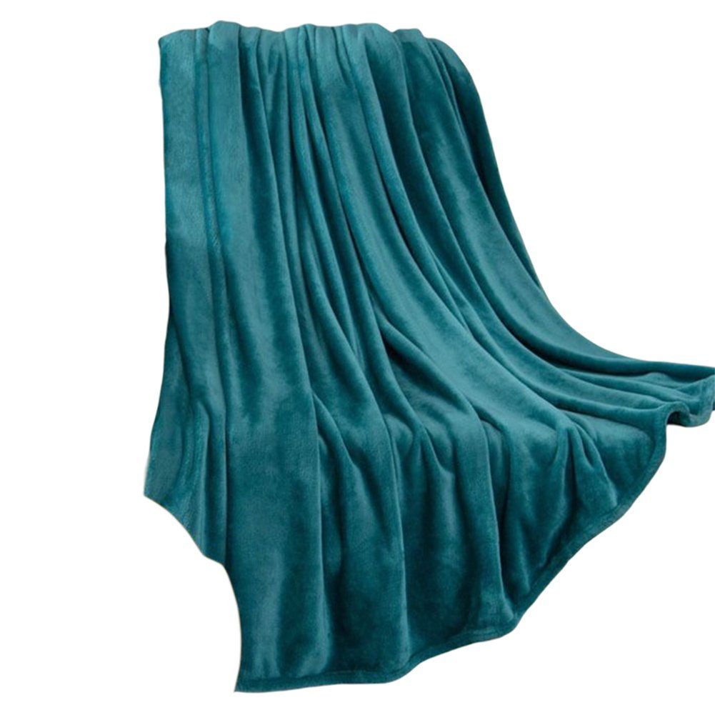 Wohndecke Einfarbige Waschlappendecke, Verdickte Doppelseitige Blusmart Fleece-Bettlaken, green