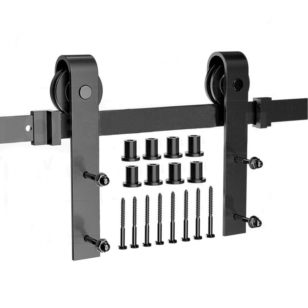JEOBEST Schiebetür 300cm Schiebetürsystem Komplett-Set, Schwarz für 1 Holzt günstig online kaufen