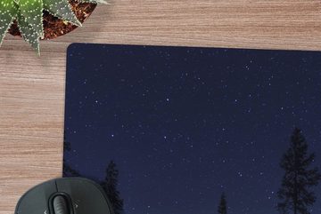 MuchoWow Gaming Mauspad Nordlicht - Schnee - Bäume - Natur - Grün (1-St), Mousepad mit Rutschfester Unterseite, Gaming, 40x40 cm, XXL, Großes