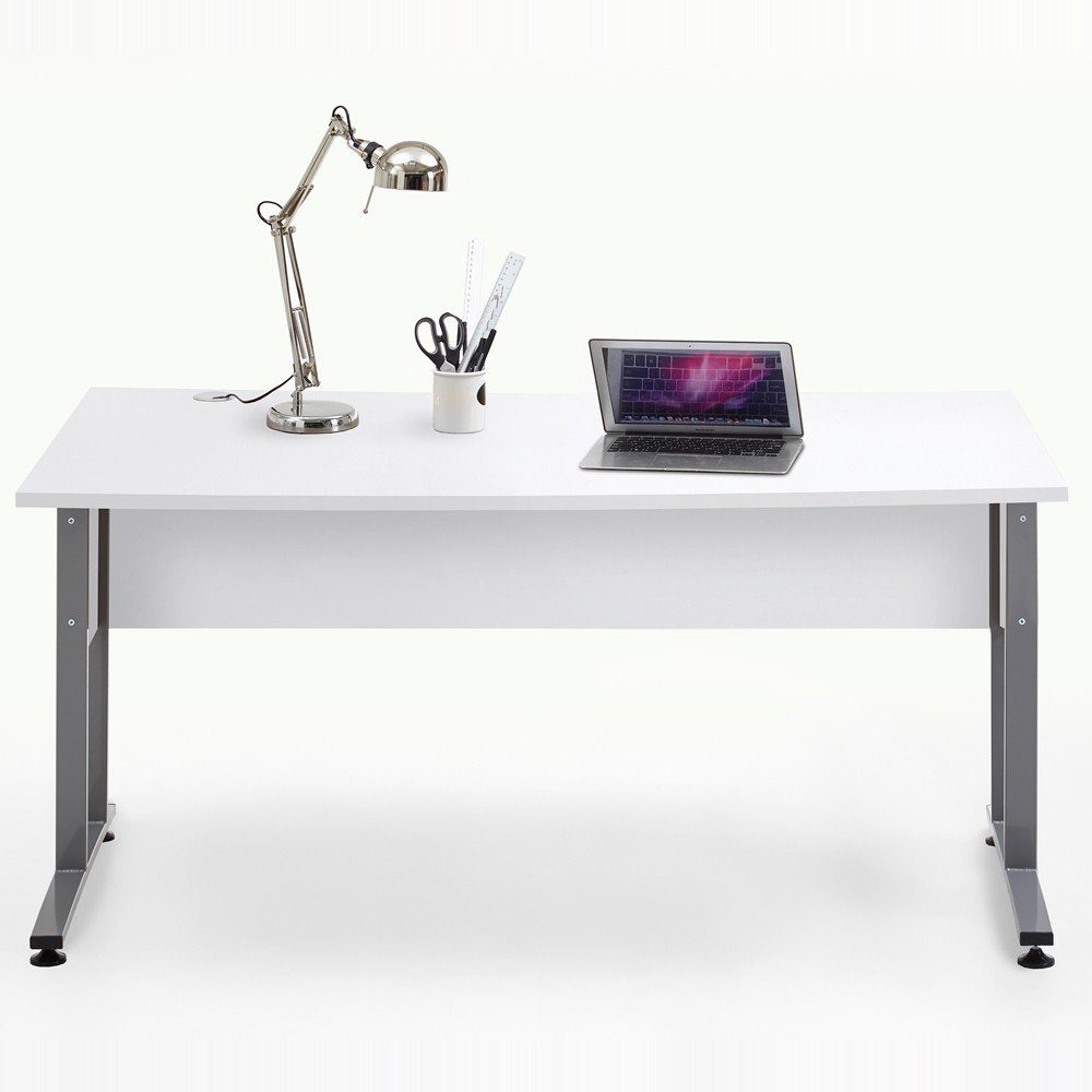 Lomadox Schreibtisch COLUMBUS-10, Büro- 160cm in Brilliantweiß matt - B x H x T ca.: 160 x 75 x 80 cm