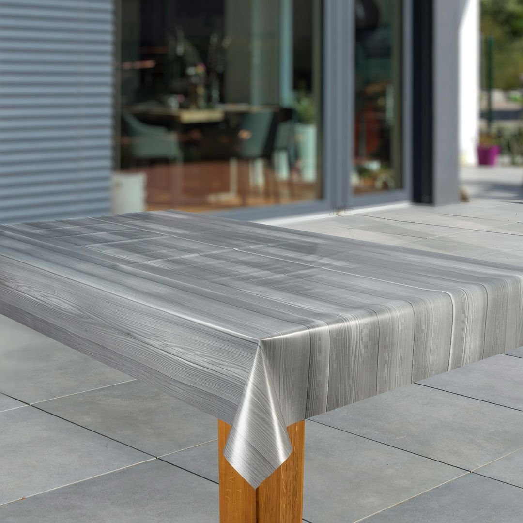 laro Tischdecke Wachstuch-Tischdecken Abwaschbar Holzoptik – grau rechteckig