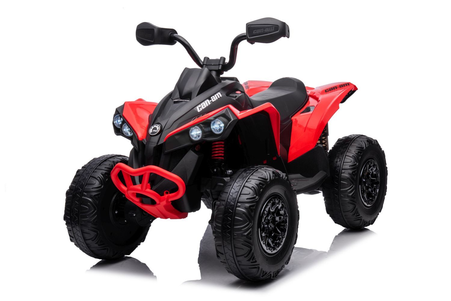 Toys Store Elektro-Kinderauto CAN AM Kinder Elektroquad MP3 Offroad ATV Quad Rot 2x45W 12V, Belastbarkeit 35 kg, AUX-/USB-Anschluss, MP3 Hupe und Motorsound am Lenkrad