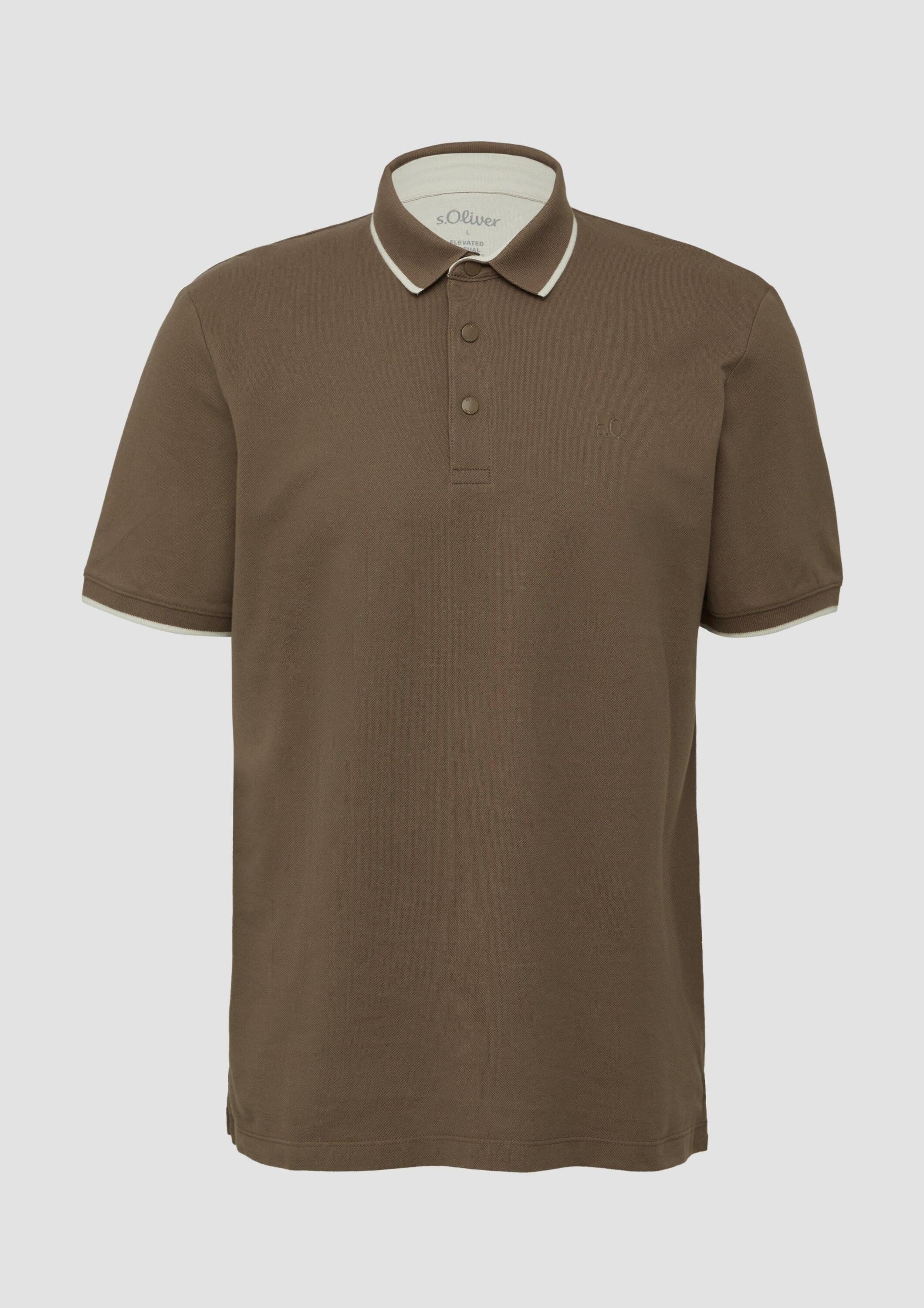 s.Oliver Kurzarmshirt Polo-Shirt Sportives Piqué-Poloshirt mit Kontrast-Details