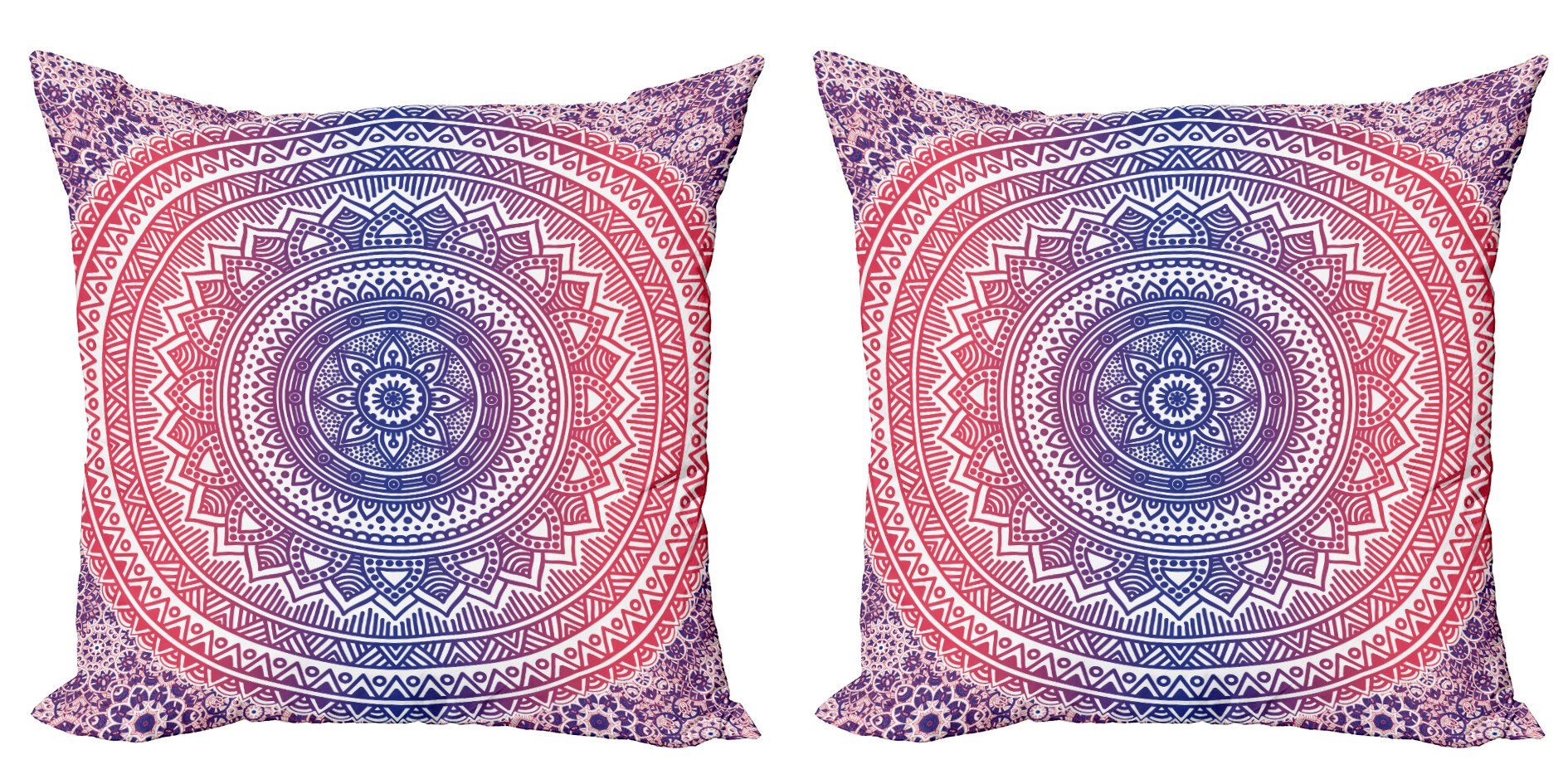 Kissenbezüge Modern Accent Doppelseitiger Digitaldruck, Abakuhaus (2 Stück), Pink und lila Ombre Mandala