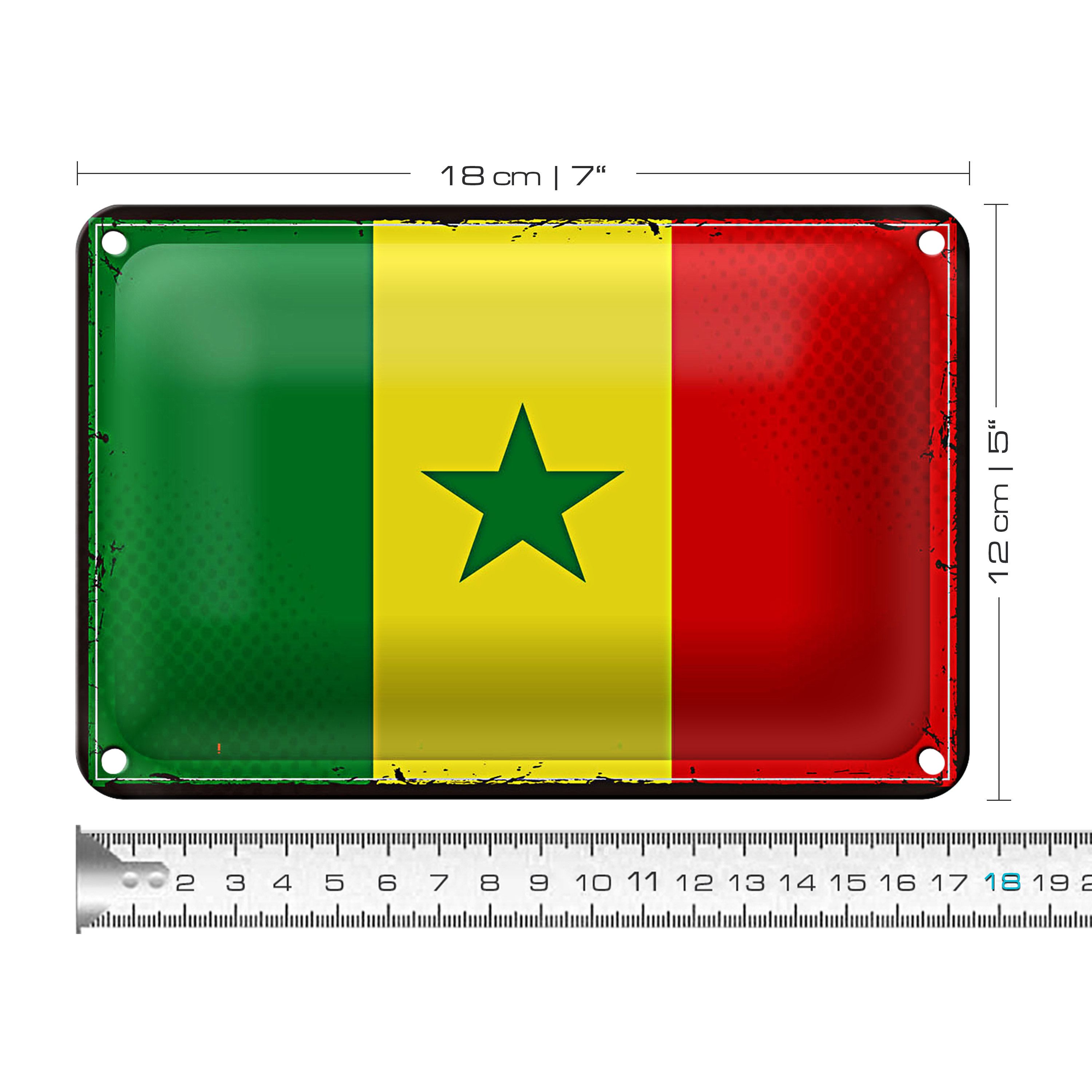 Roomando Metallschild Flagge Senegal 18x12cm Retro Flag of Senegal