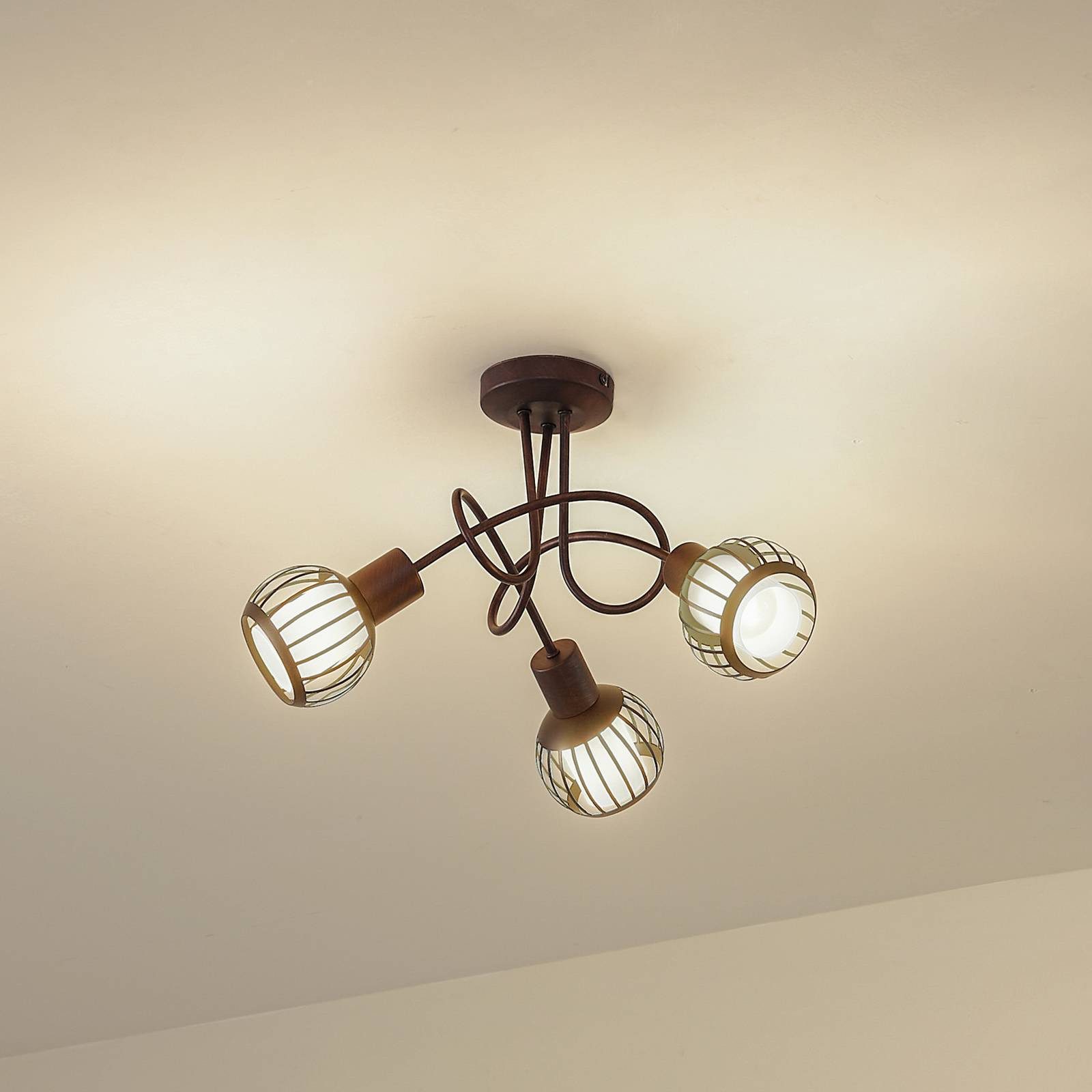 Lindby Deckenleuchten Solm, Metall, Braun IP20, 3 x 10 W LED