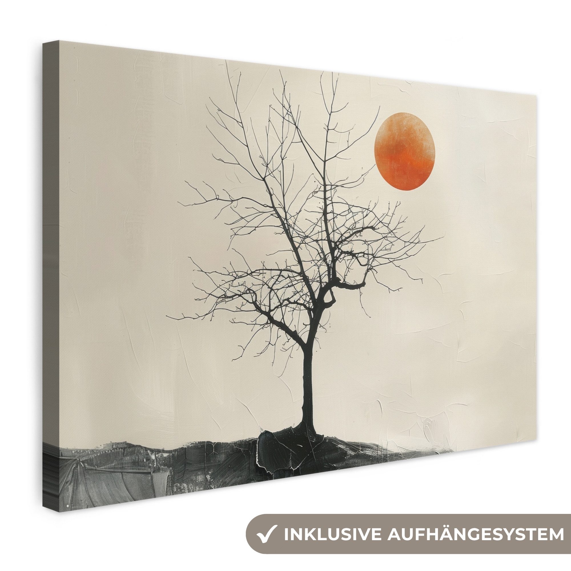 OneMillionCanvasses® Leinwandbild Baum - Sonne - Modern - Landschaft, Fotodruck (1 St), Leinwand Bilder Klein, Wand Dekoration Aesthetic 30x20 cm