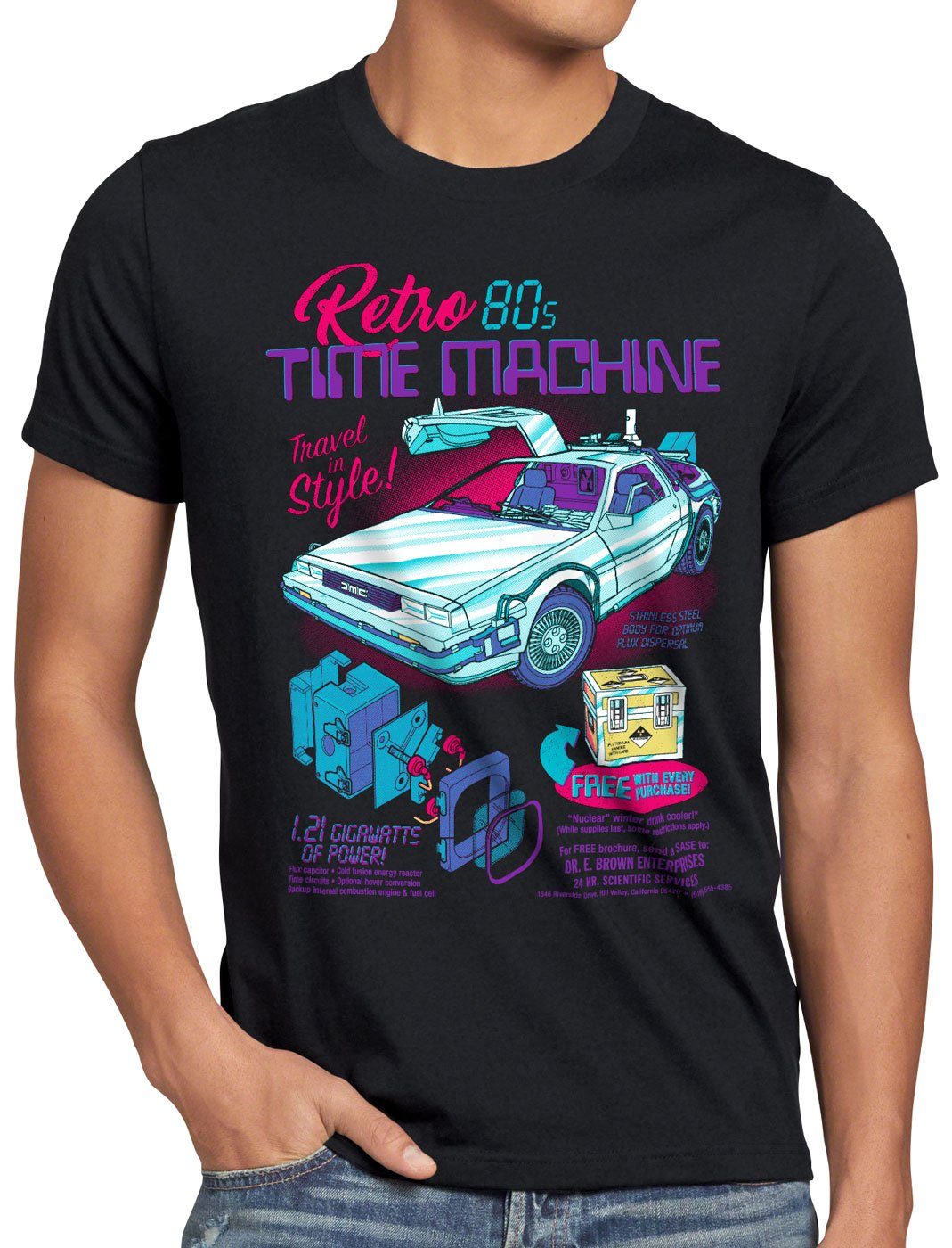 style3 Print-Shirt Herren T-Shirt Delorean Zeitmaschine zeitreise 80er McFly auto