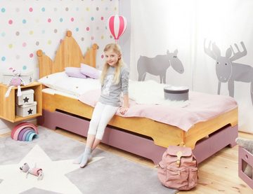 BioKinder - Das gesunde Kinderzimmer Stapelbett Kai, 90x200 cm Gästebett mit Krone und Lattenrost