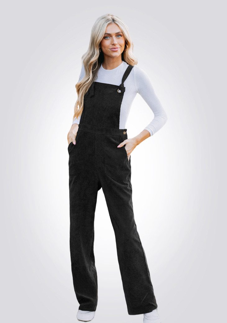 Cupshe Jumpsuit Stylischer schwarzer Cord-Jumpsuit für lässige Looks