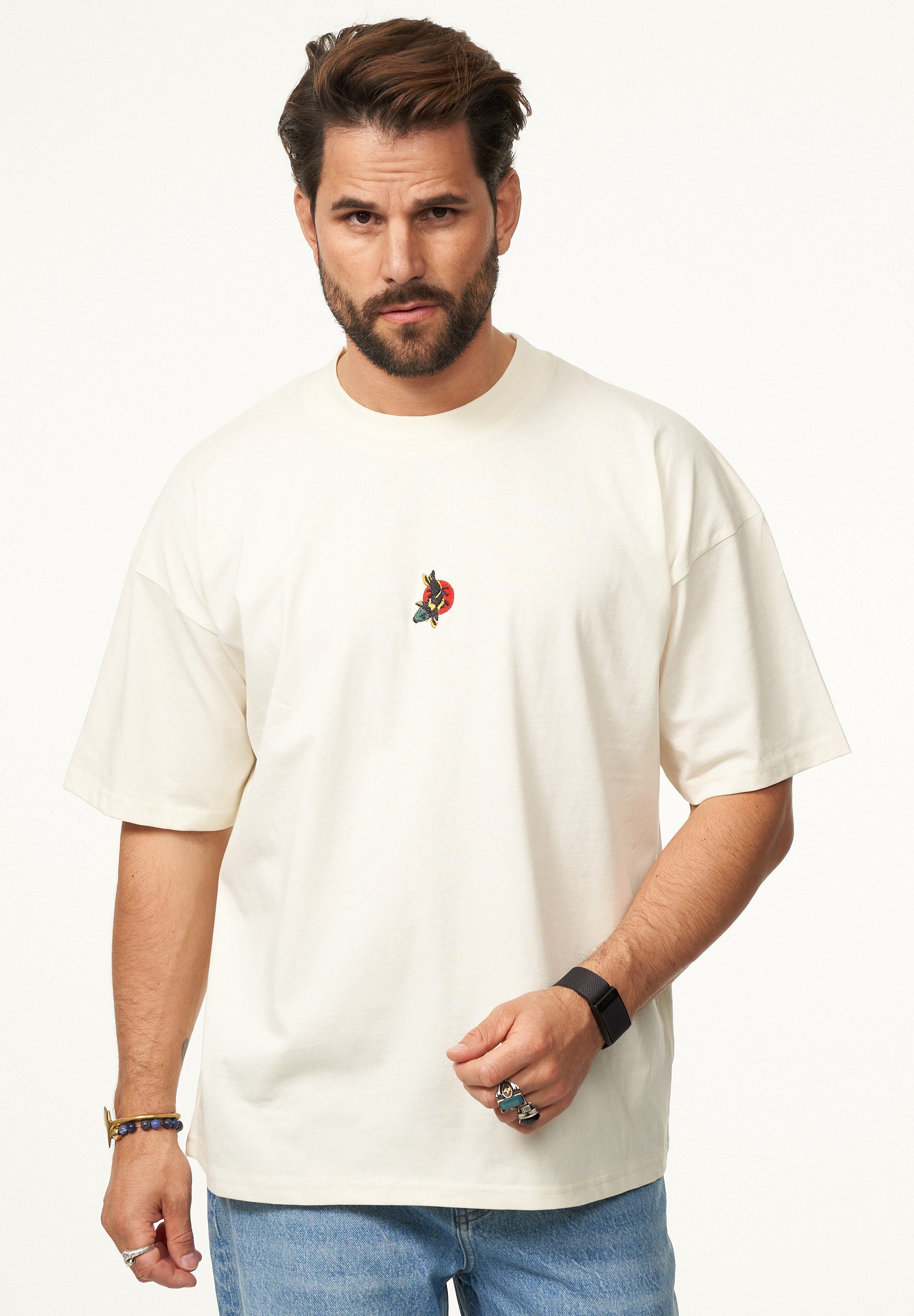 SOULSTAR T-Shirt mit Stickerei Herren Oversize-Fit Kurzarm Shirt mit Rundha günstig online kaufen