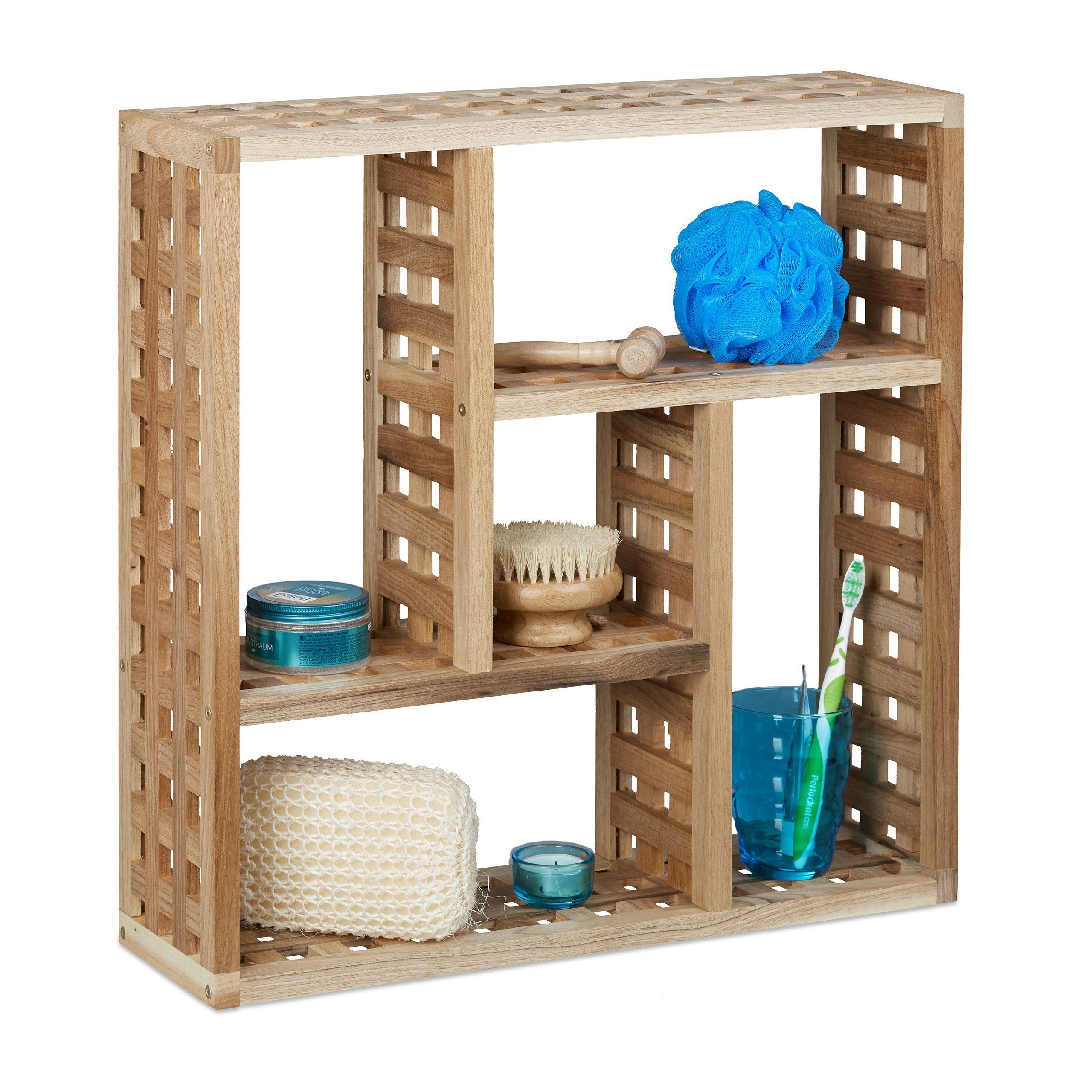 relaxdays Wandregal Walnuss günstig online kaufen