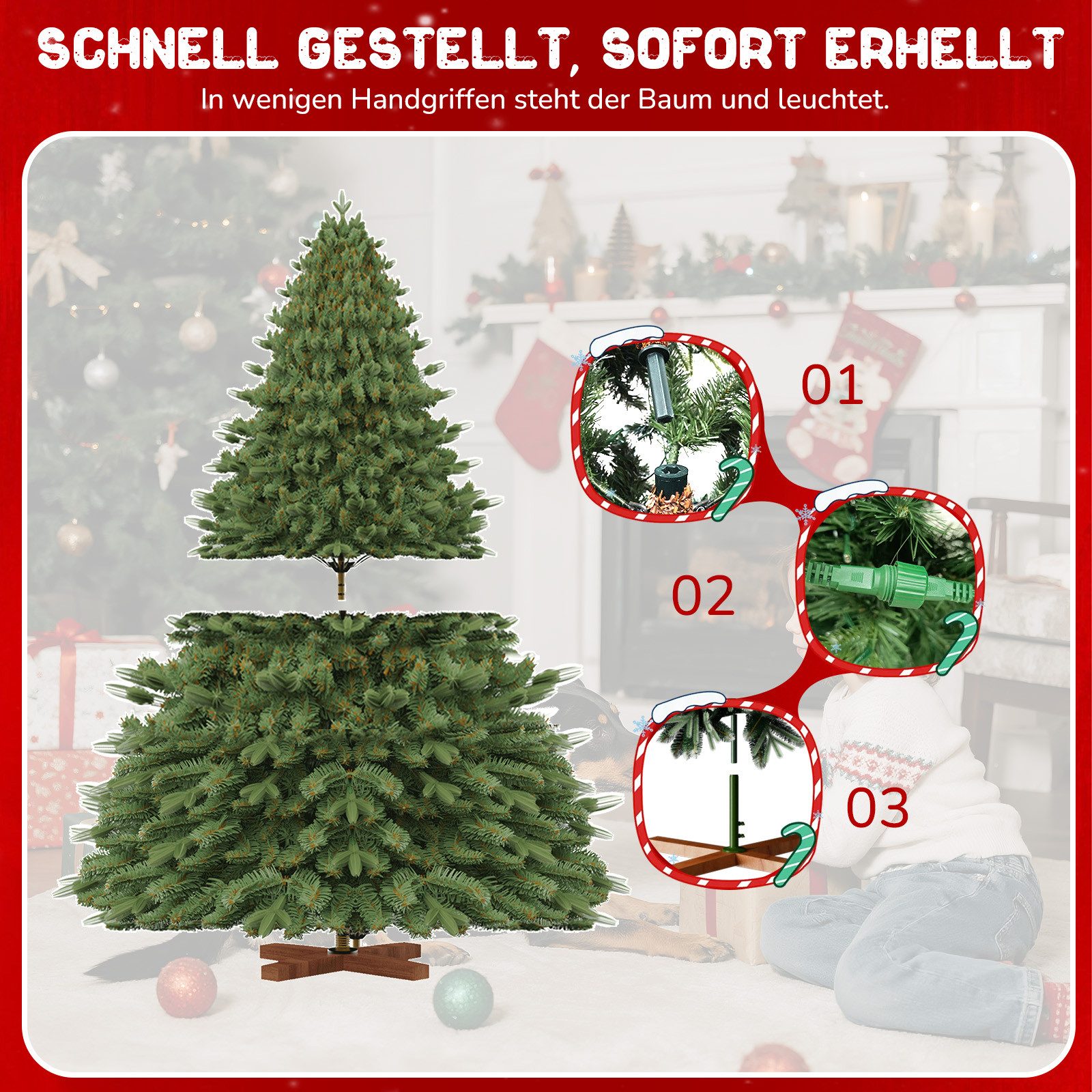 Ferghana Künstlicher Weihnachtsbaum 150/180/210/250CM mit 100/150/200/250LE günstig online kaufen