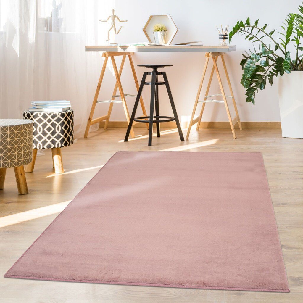 Carpet City Hochflor-Teppich TOPIA 400, rechteckig, Höhe: 21 mm, Kunstfell-Teppich mit Kaninchenfell-Optik, Haptik, Schlafzimmer