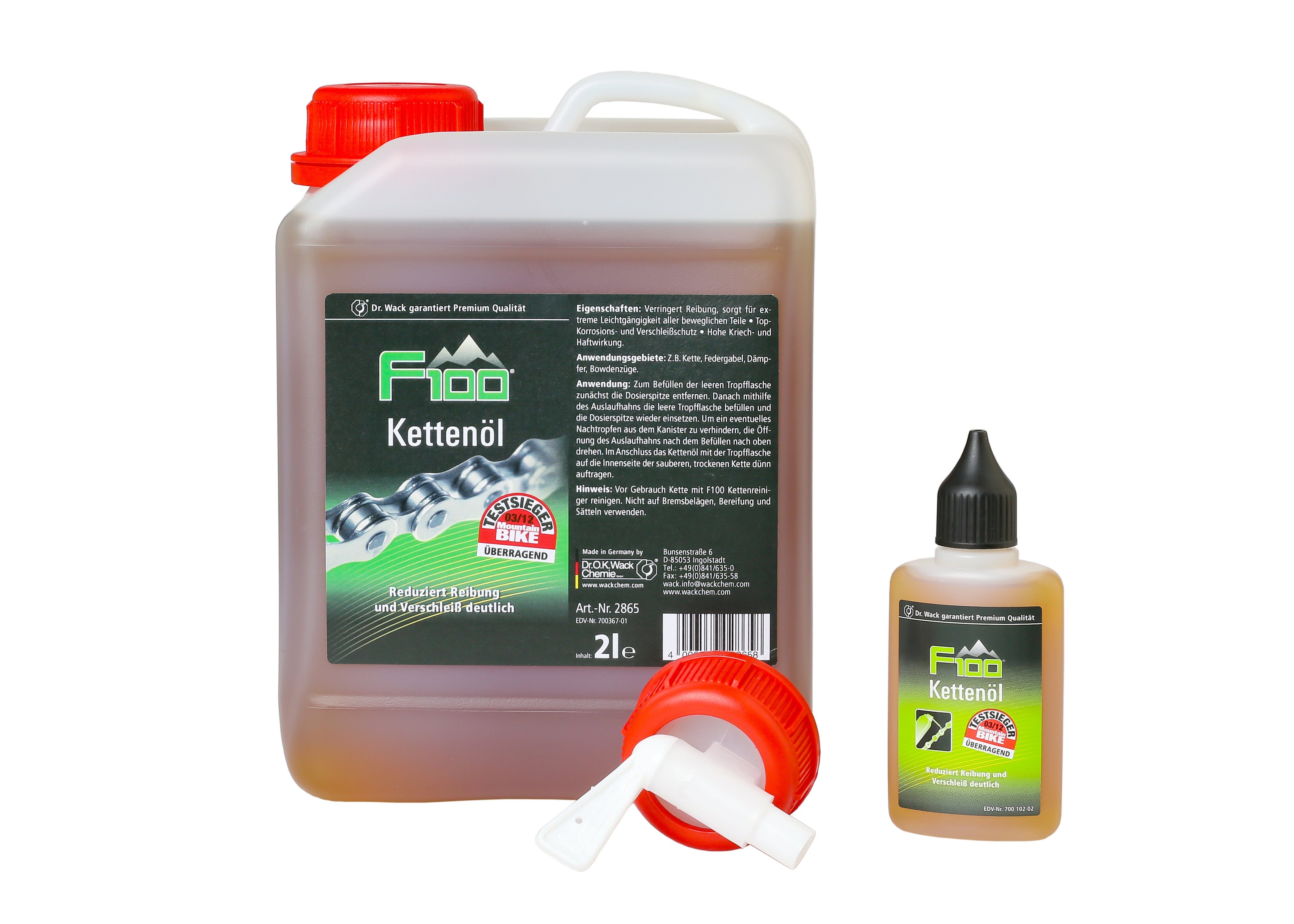 DR WACK Fahrradöl Dr. Wack F100 Kettenöl 2 L inkl. F100 Kettenöl 50 ml und Auslaufhahn