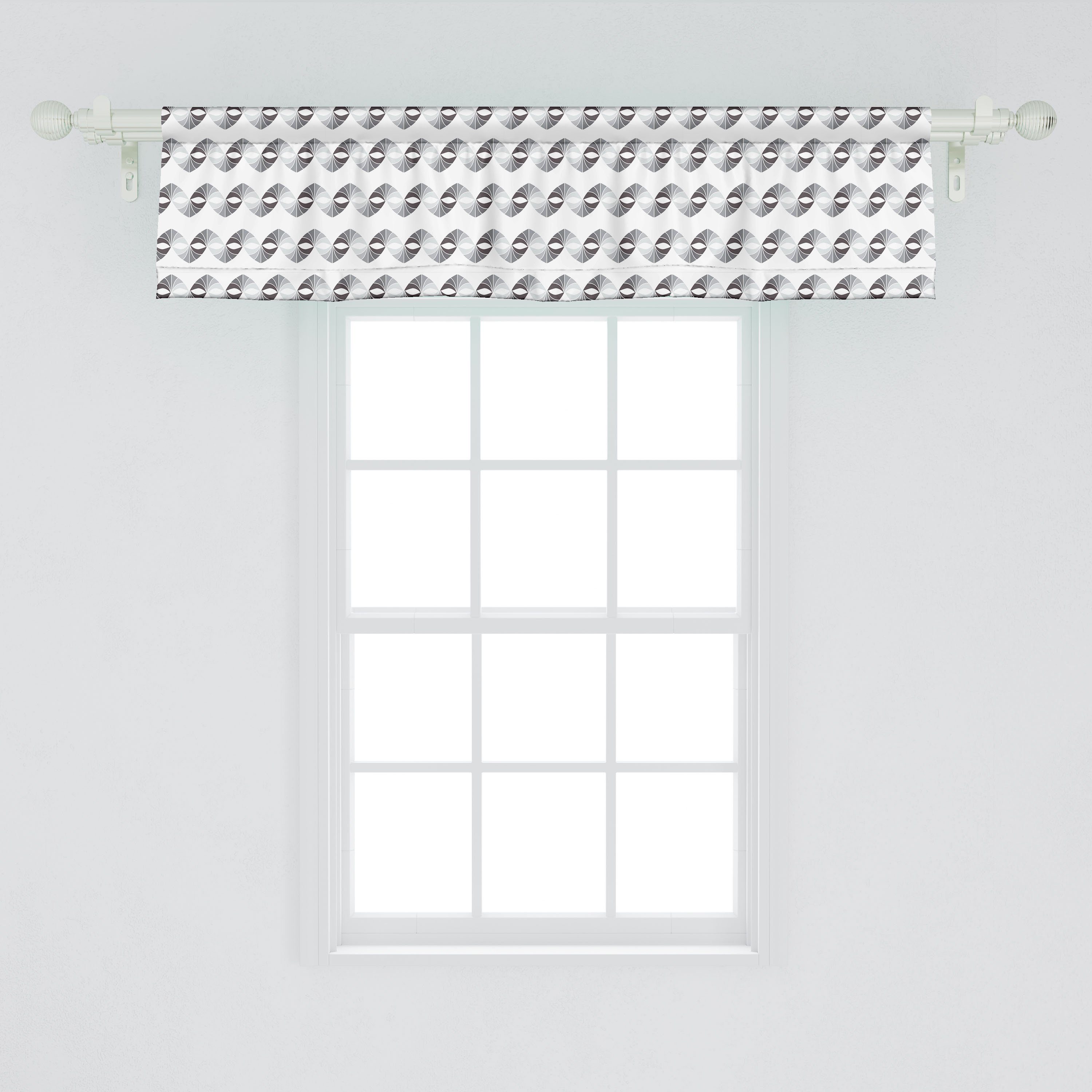 Scheibengardine Vorhang Volant für Schlafzimmer Wellen-Streifen Abakuhaus, Retro Küche Abstrakt Stangentasche, Dekor mit Microfaser, Art
