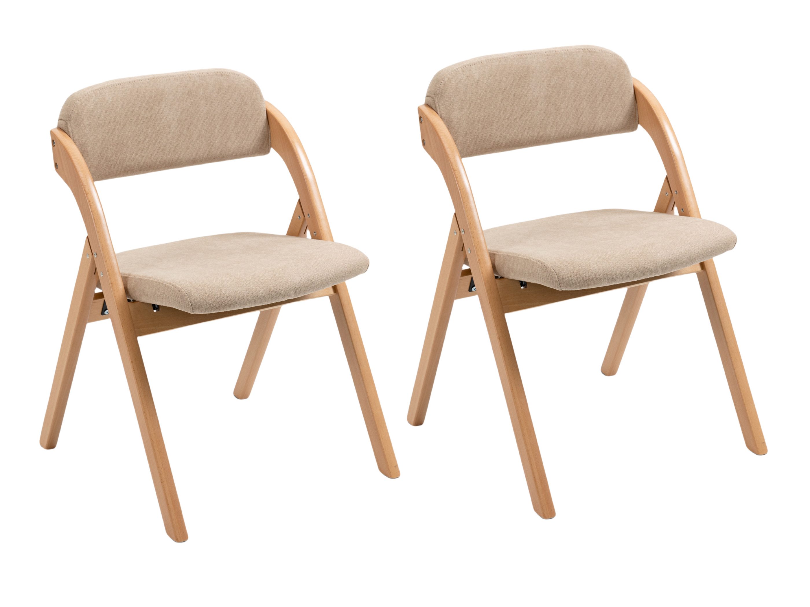 SeedWave Esszimmerstuhl Klappstuhl 2er Set Holzgestell Küchenstuhl mit Abnehmbarem Leinenbezug, Rutschfeste Füße mit Filzpads