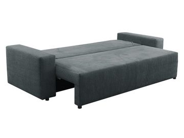 MIRJAN24 Schlafsofa Livorno, mit Schlaffunktion und Bettkasten, Kissen-Set, Rückenlehne in Form beweglicher Kissen, Freistehendes Sofa