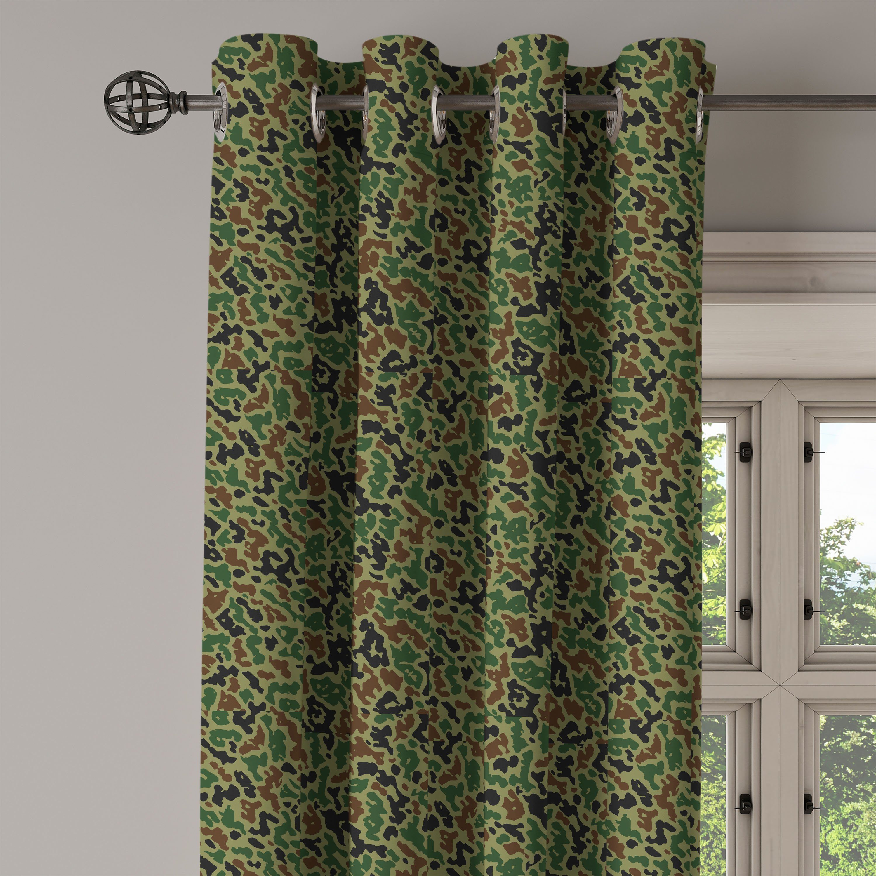 Forest Schlafzimmer Wohnzimmer, Tarnen Motif 2-Panel-Fenstervorhänge Dekorative Green Abakuhaus, für Gardine