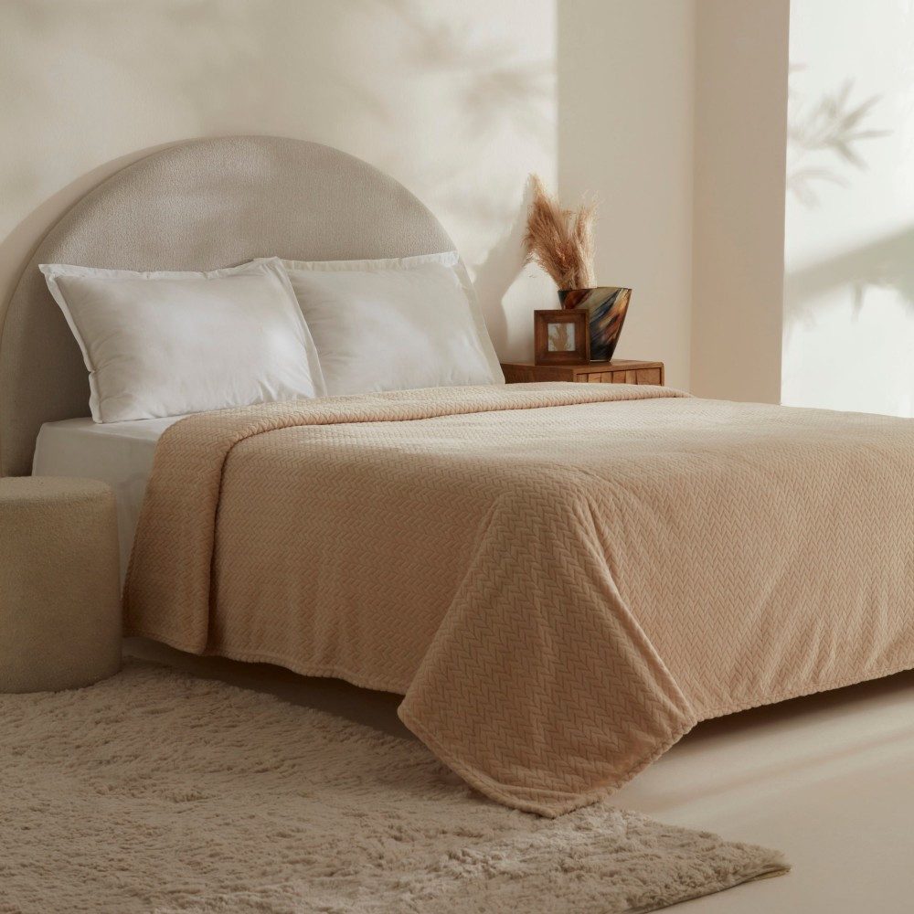 Karaca Tagesdecke Karaca Leaves Ecru Doppelbettdecke Tagesdecke Decke Bettdecke 200x220