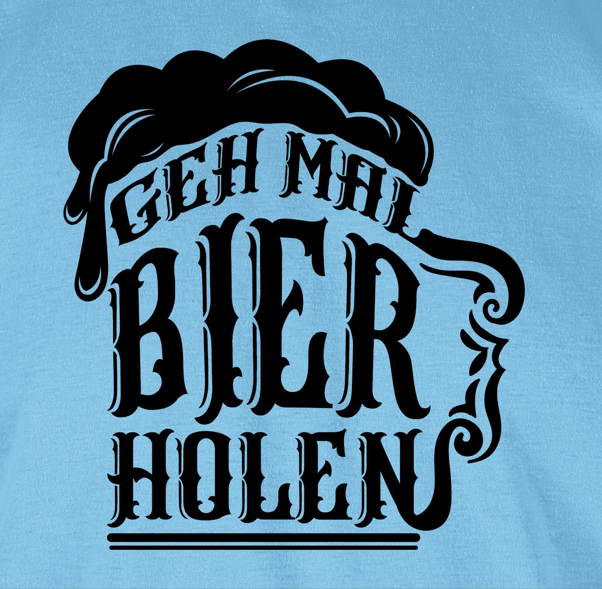 03 & Herren holen - schwarz Party Geh Bier Hellblau Alkohol Shirtracer mal T-Shirt