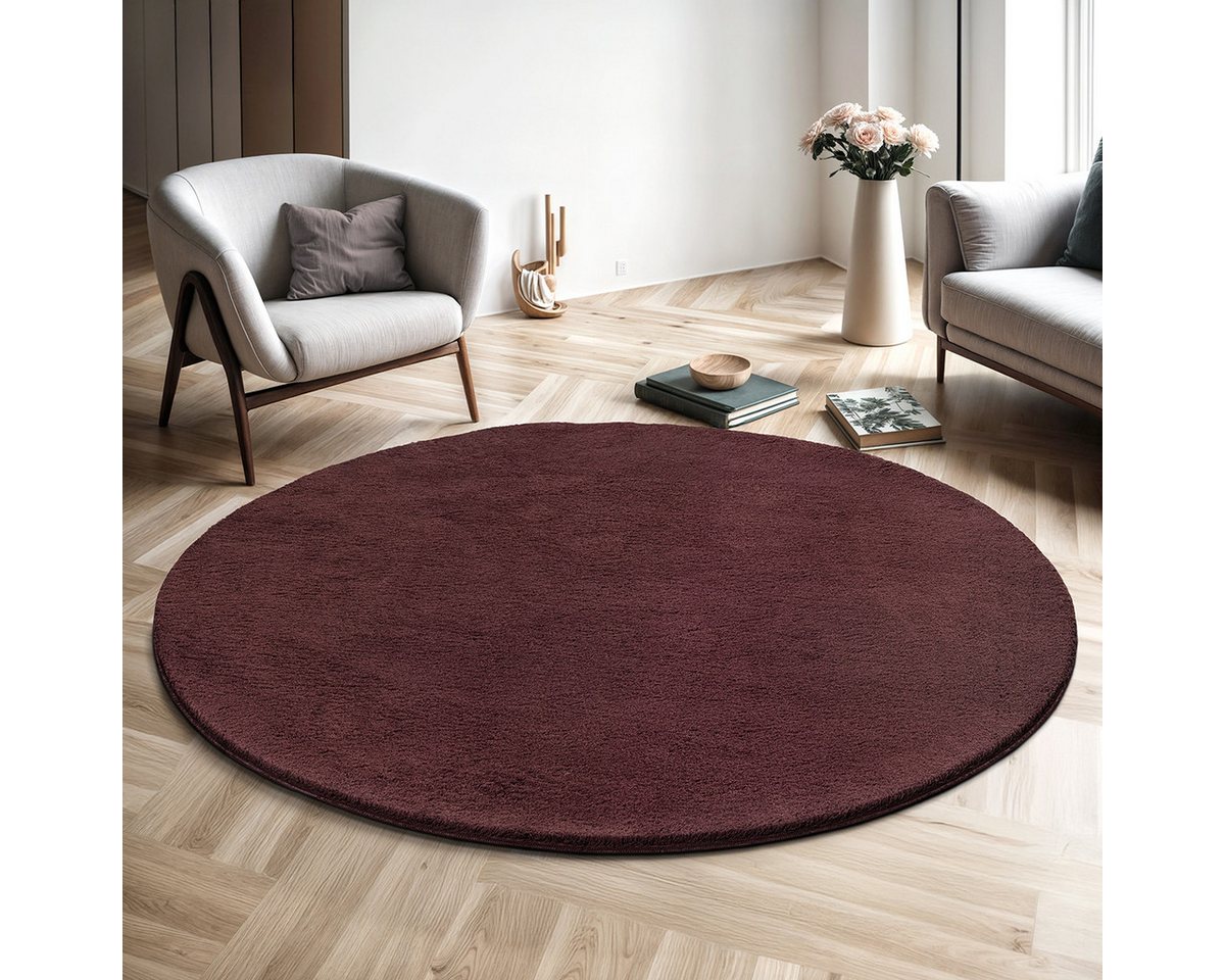 the carpet Teppich kuschelig & Super Soft, Anti-Rutsch Unterseite, rund, Höhe: 16 mm, Waschbar bis 30 Grad, Felloptik, Wohnzimmer Teppich, Kundenliebling